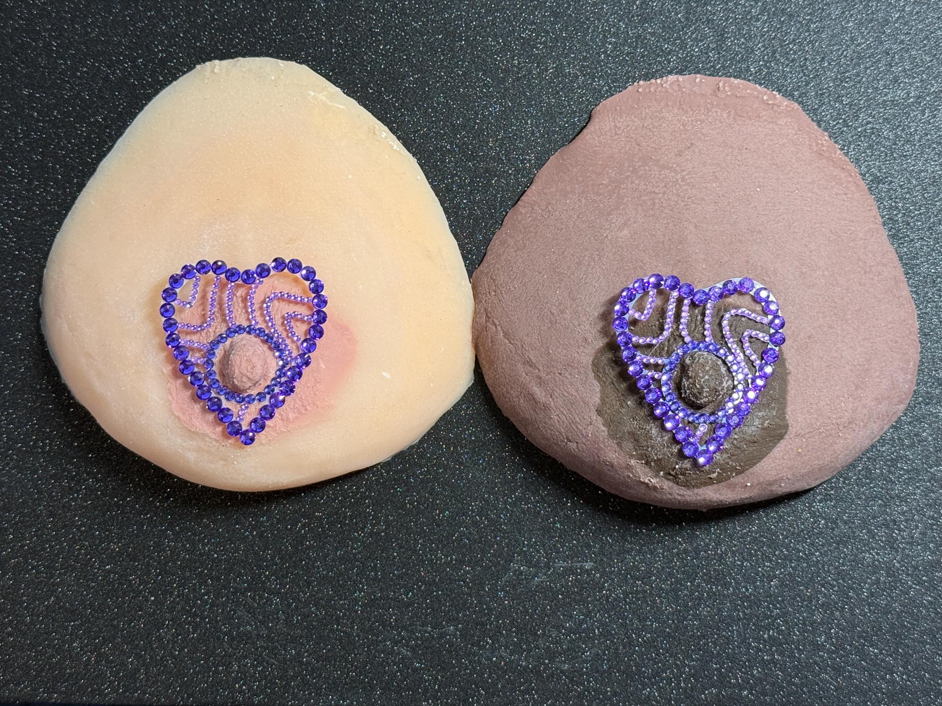 Rhinestone Heart Body Pasties | Rave Festival Body Jewelry | Discreet Packaging