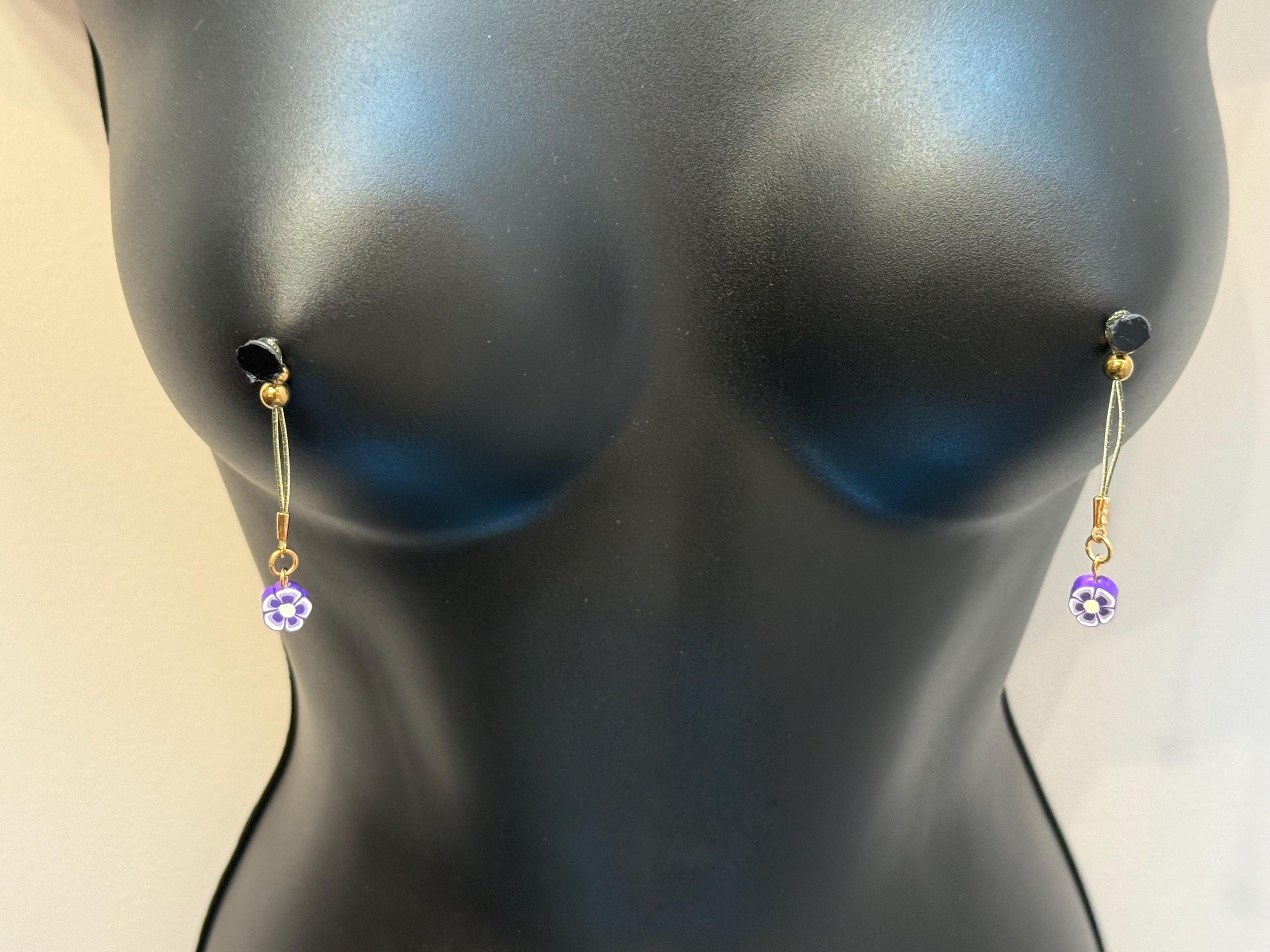 Flower Nipple Jewelry | 18K Gold Plated Nip Tips | Non-Pierced | Discreet Packaging