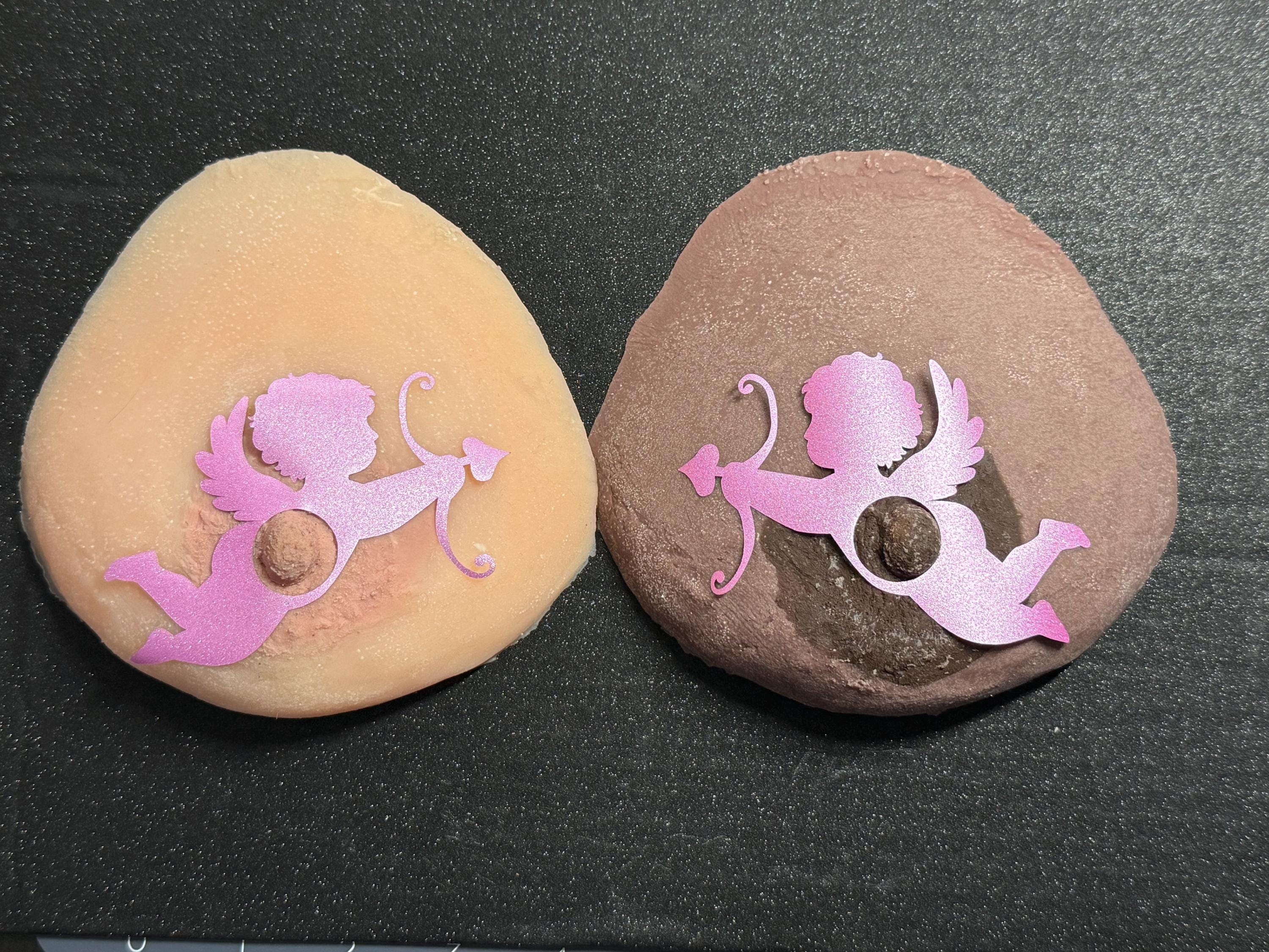 Cupid Vinyl Nipple Stickers | Pink Glitter Body Art Decals | Valentine Accessories | Discreet Packaging