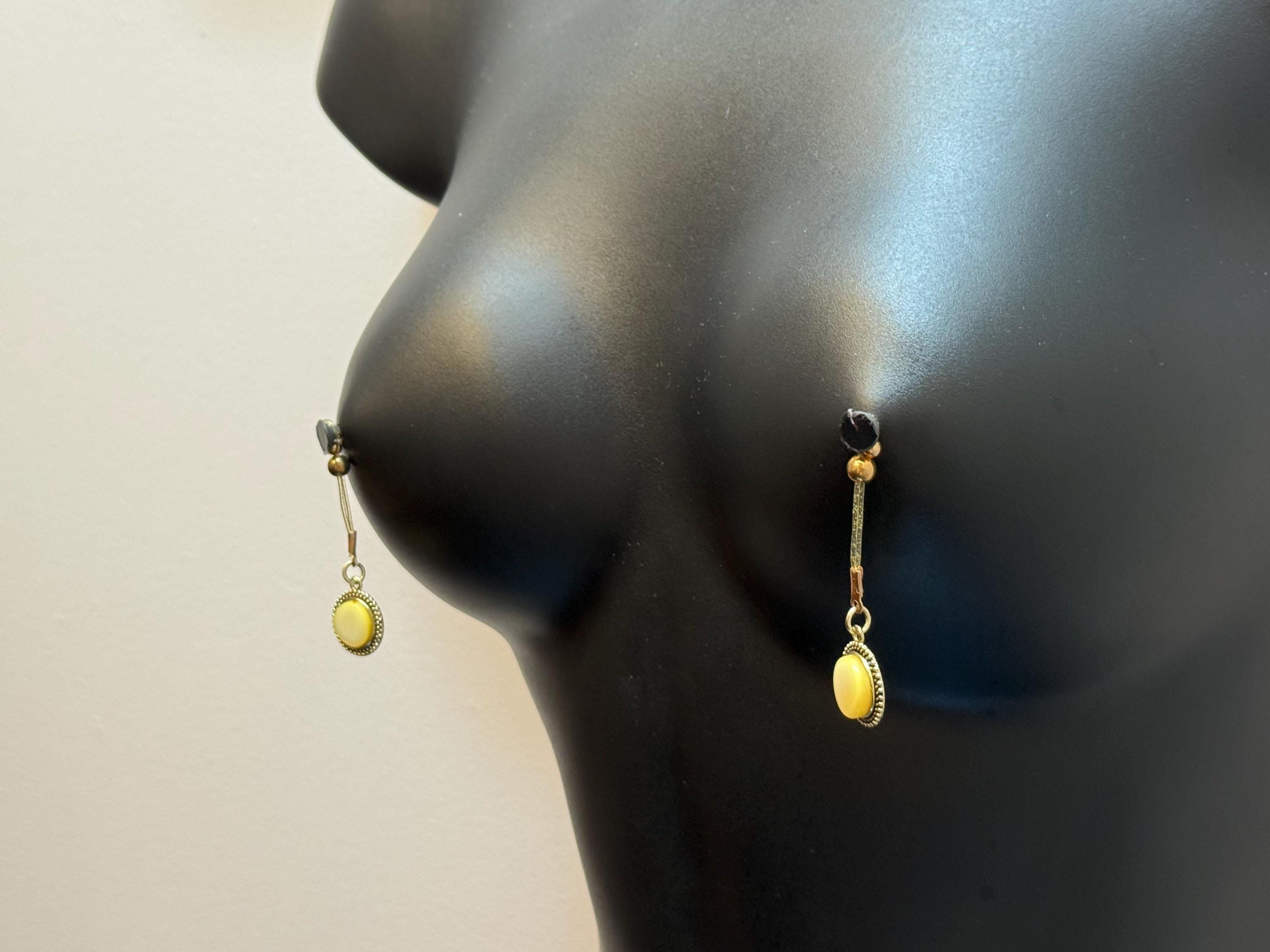 Golden Roman Dangles 18K Gold Plated Nipple Jewelry | Non-Pierced | Discreet Packaging