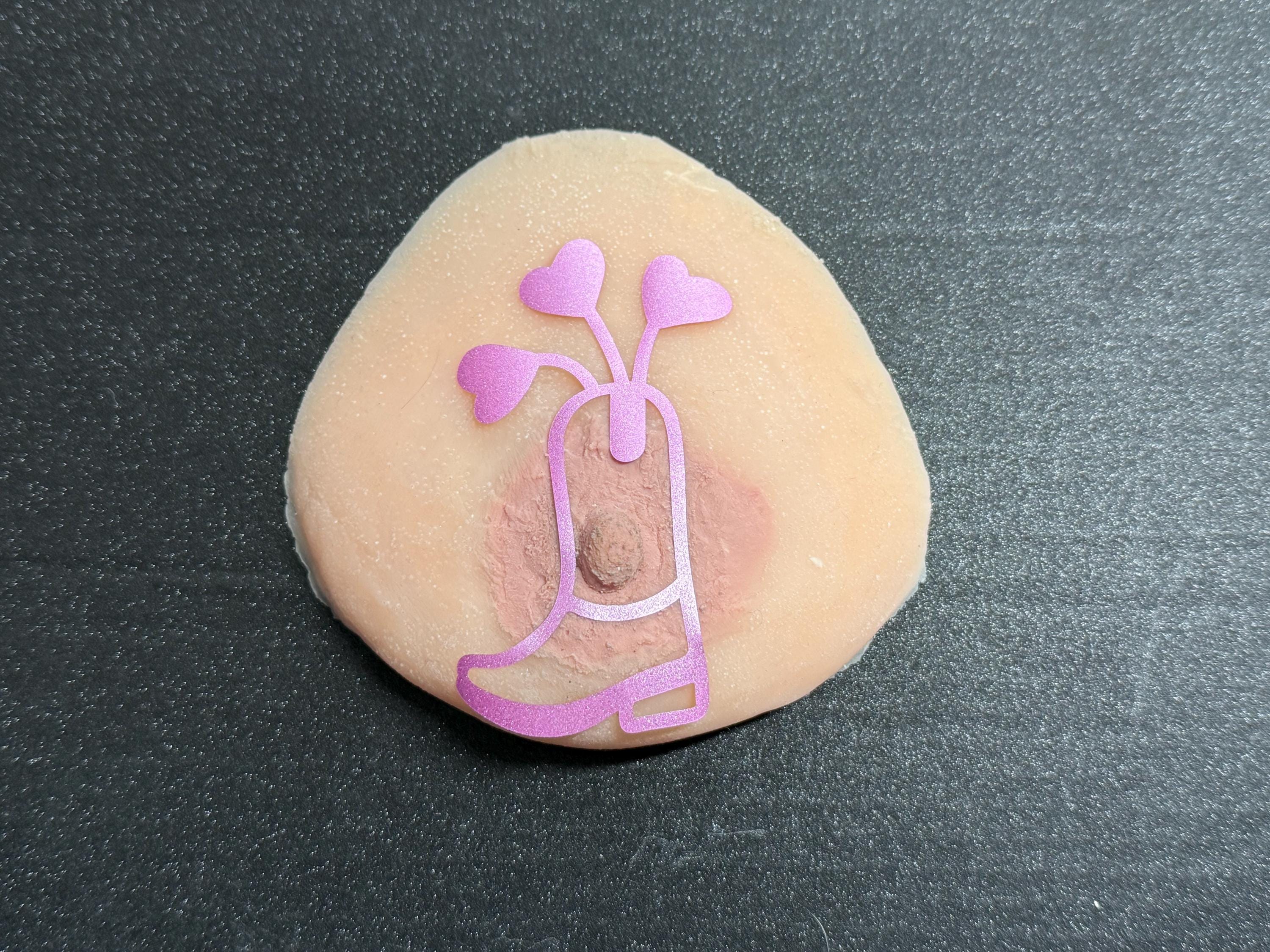 Cowboy Boot Vinyl Nipple Stickers | Glitter Western Valentine Body Art | Discreet Packaging
