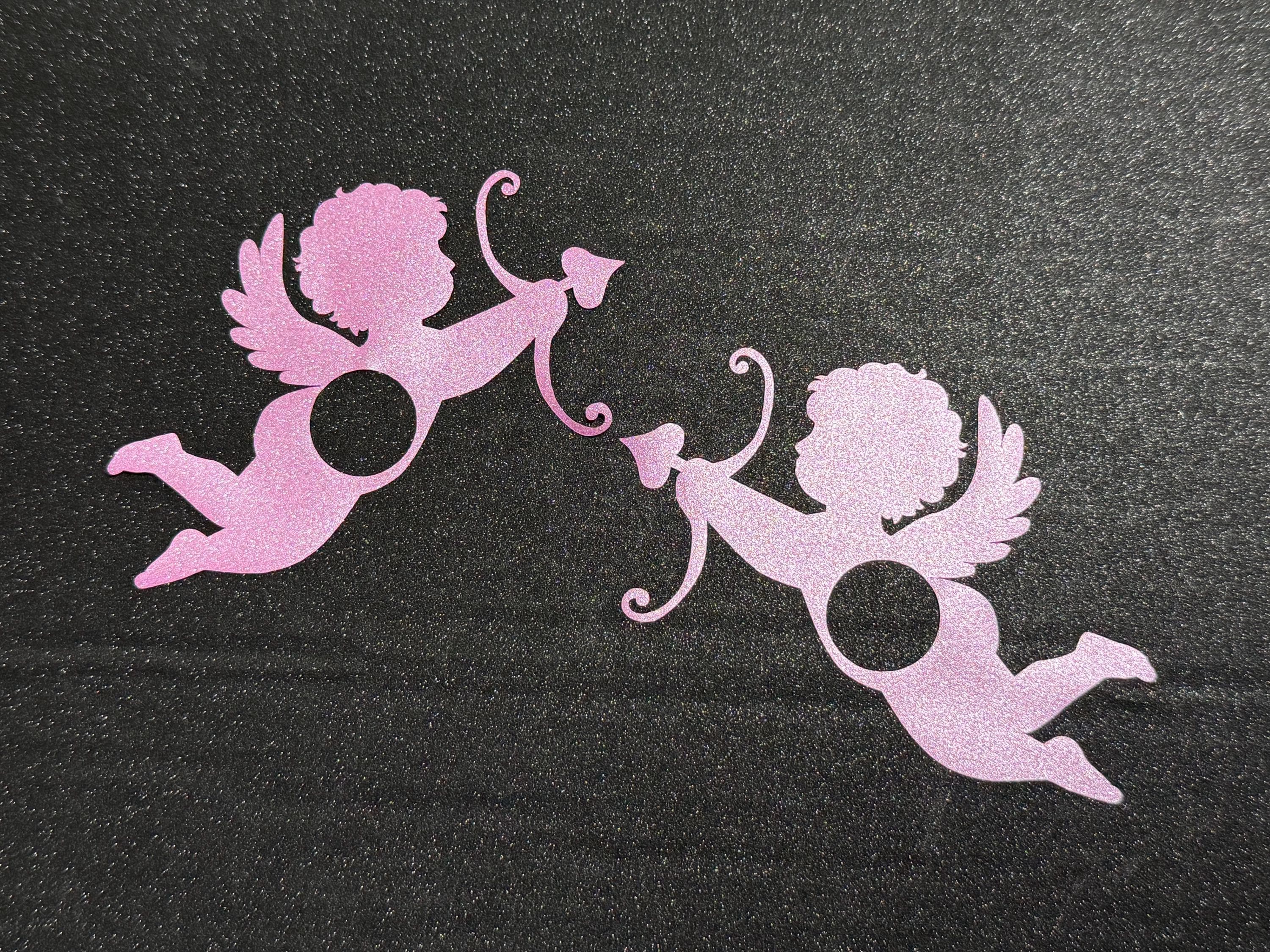Cupid Vinyl Nipple Stickers | Pink Glitter Body Art Decals | Valentine Accessories | Discreet Packaging