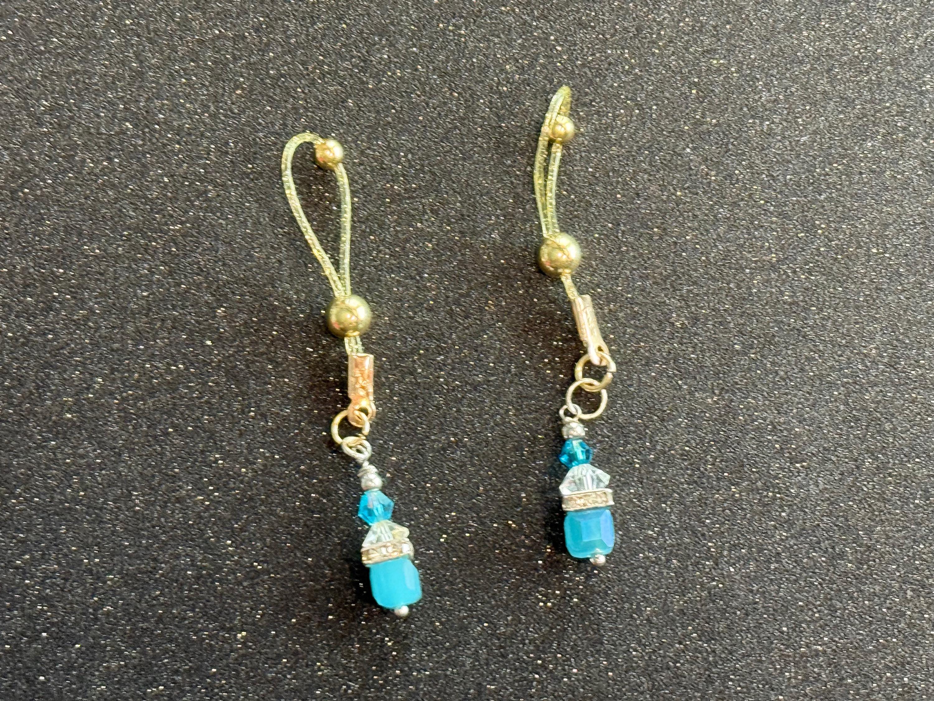 18K Gold Plated Nipple Jewelry | Teal Sapphire Dangling Nip Tips | Discreet Packaging