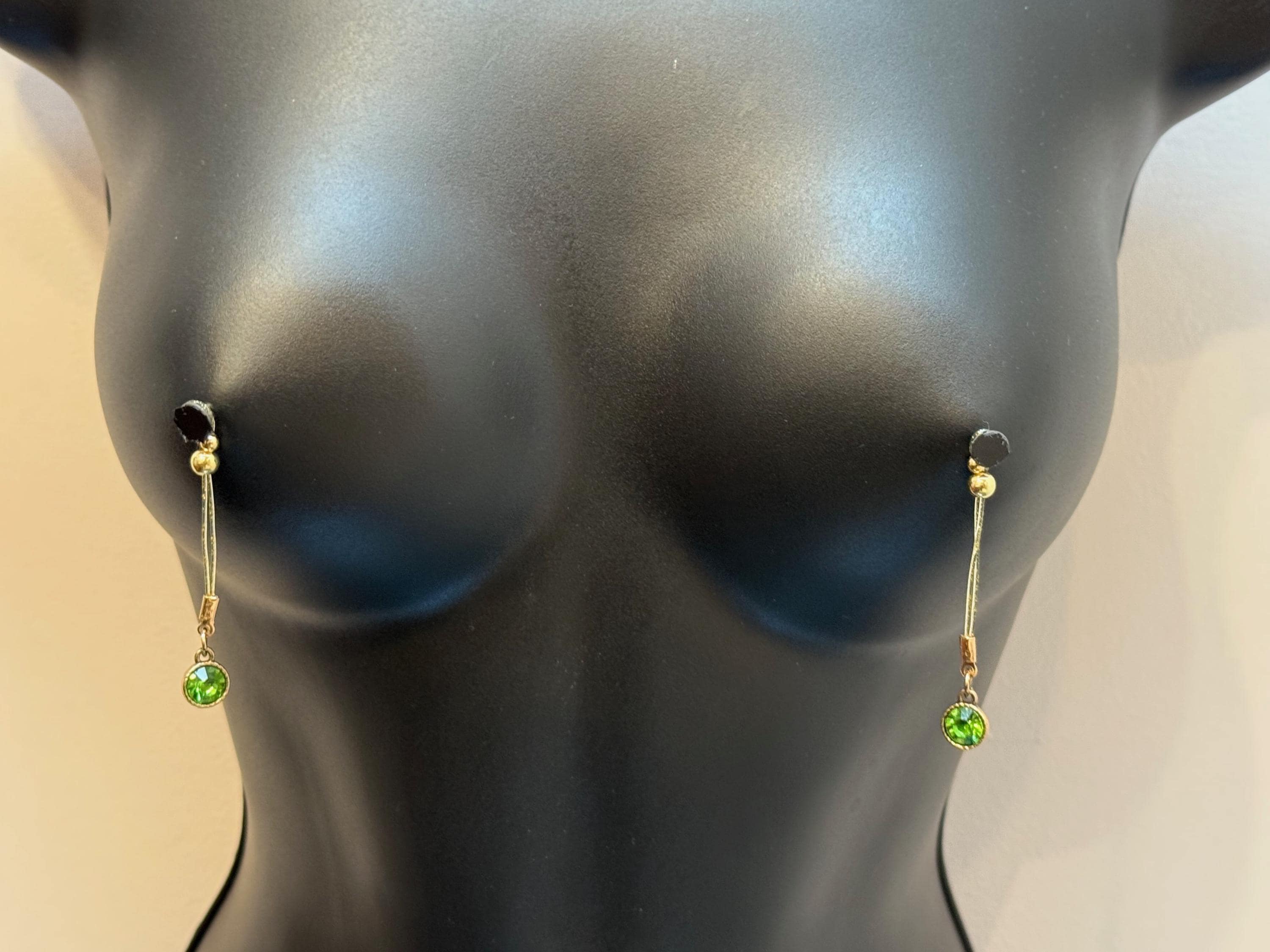 18K Gold Plated Dangling Nip Tips | Gem Body Jewelry | Discreet Packaging