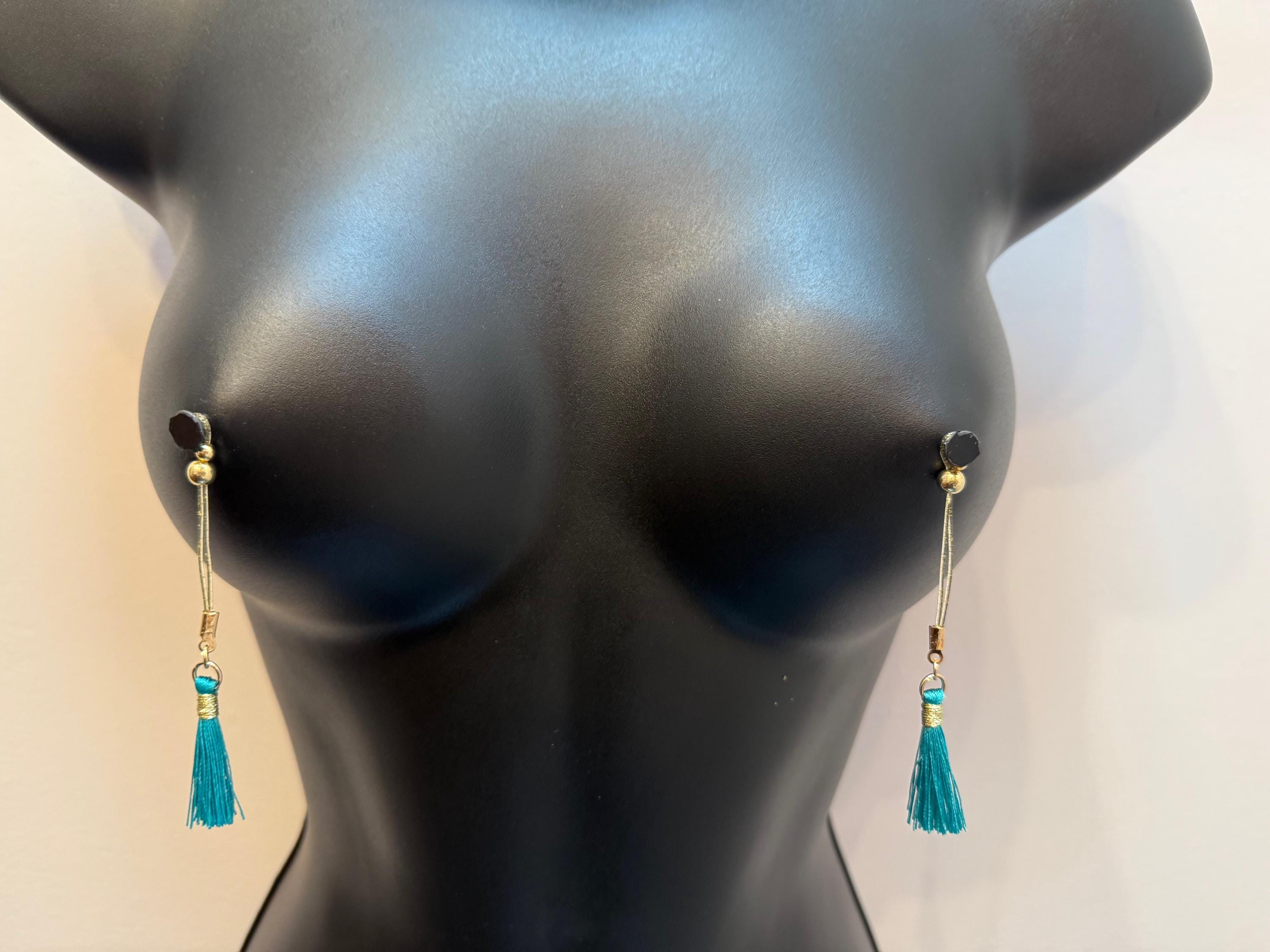 Dangling Nipple Tassels | 18K Gold Plated Body Jewelry | Discreet Packaging