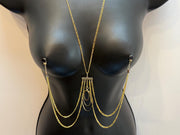 18K Gold Plated Nipple Jewelry with Charm | Open Link Pendant Necklace | Discreet Packaging