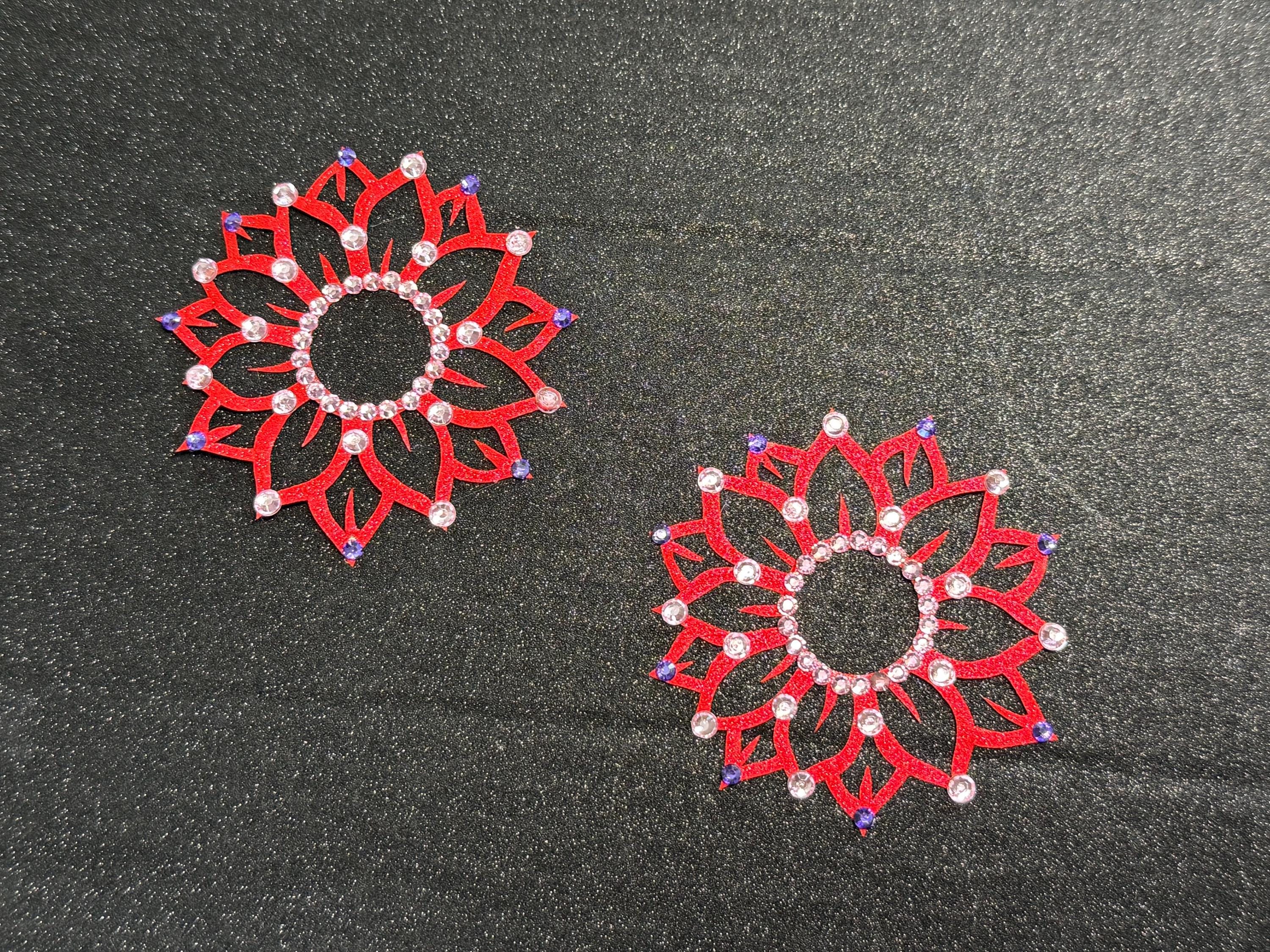 Valentine Floral Body Pasties | Red Crystal Petal Design | Decorative Costume Accessories | Discreet Packaging