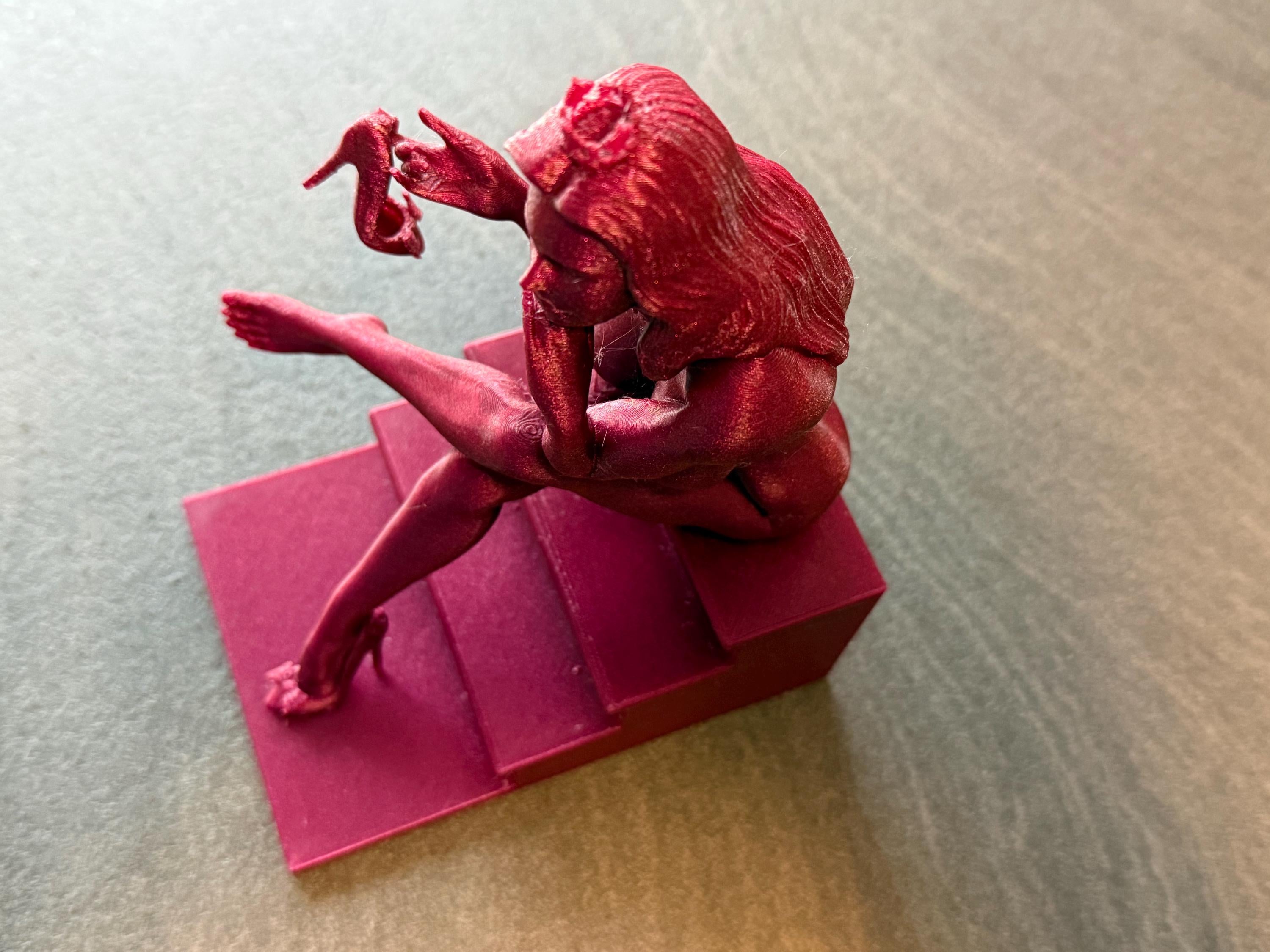Modern Woman on Steps Sculpture | 3D Printed Art Decor | Discreet Packaging