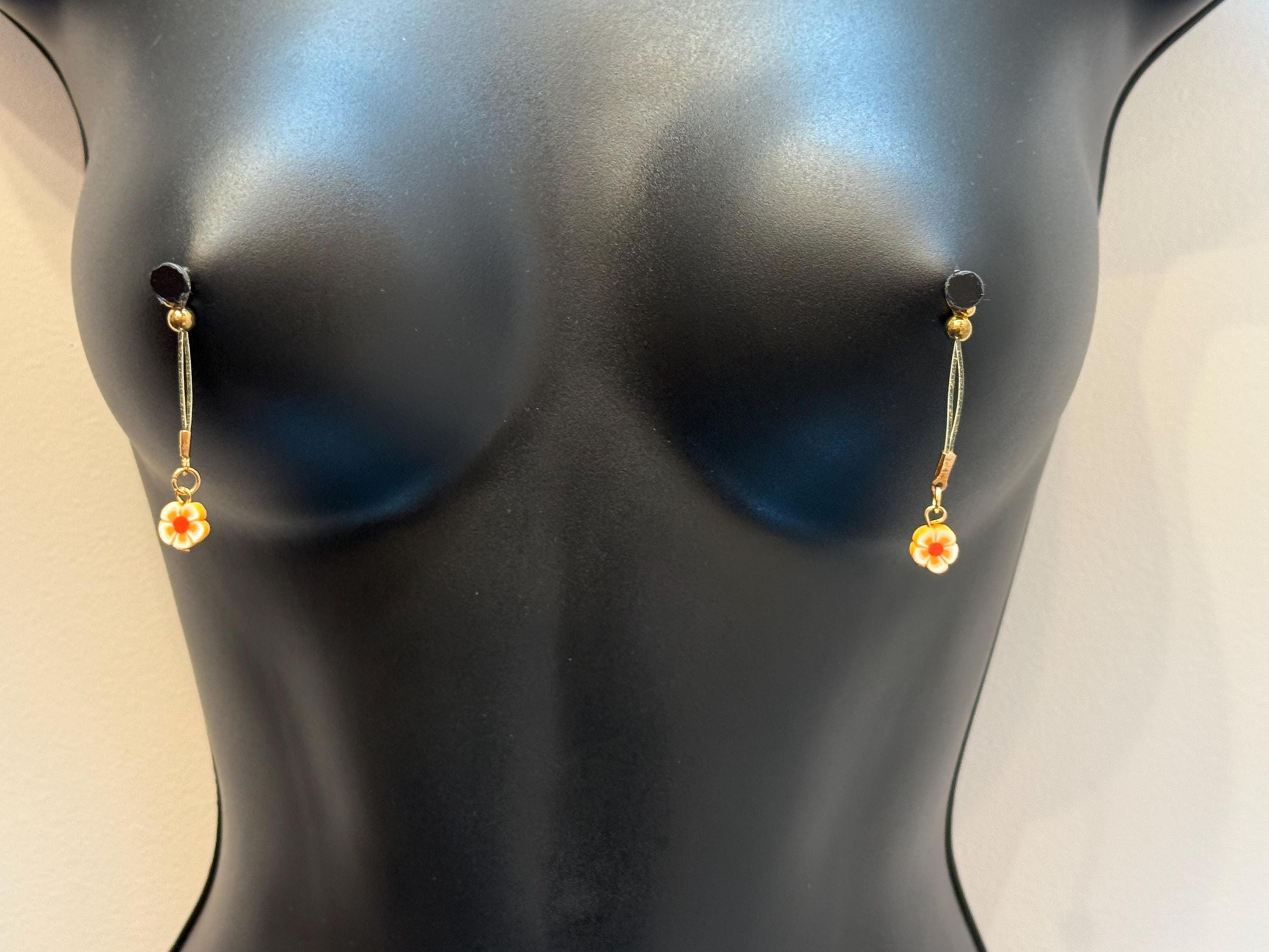 Flower Nipple Jewelry | 18K Gold Plated Nip Tips | Non-Pierced | Discreet Packaging