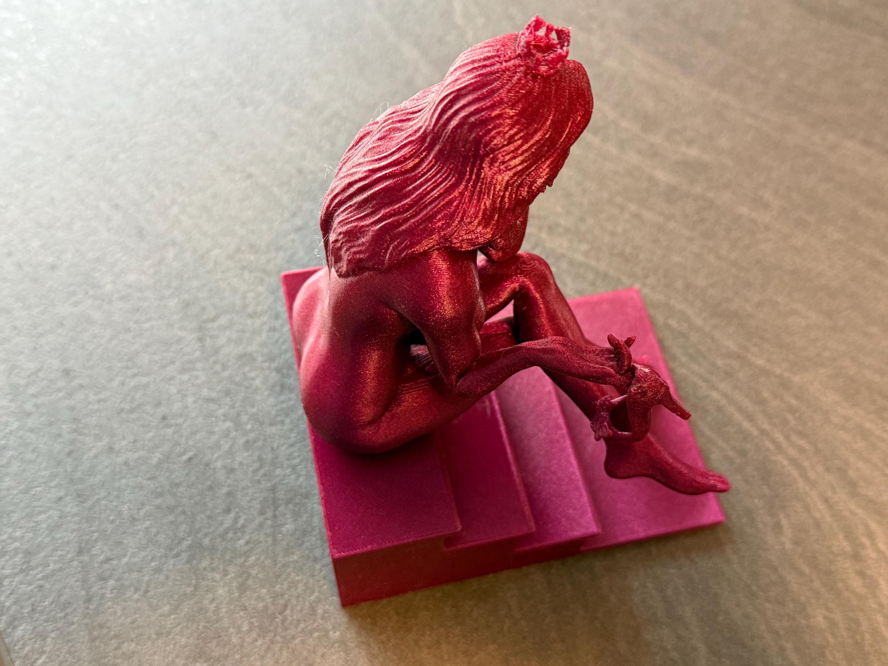 Modern Woman on Steps Sculpture | 3D Printed Art Decor | Discreet Packaging