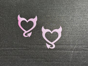 Devil Heart Vinyl Nipple Stickers | Pink Glitter Body Art Decals | Valentine Accessories | Discreet Packaging