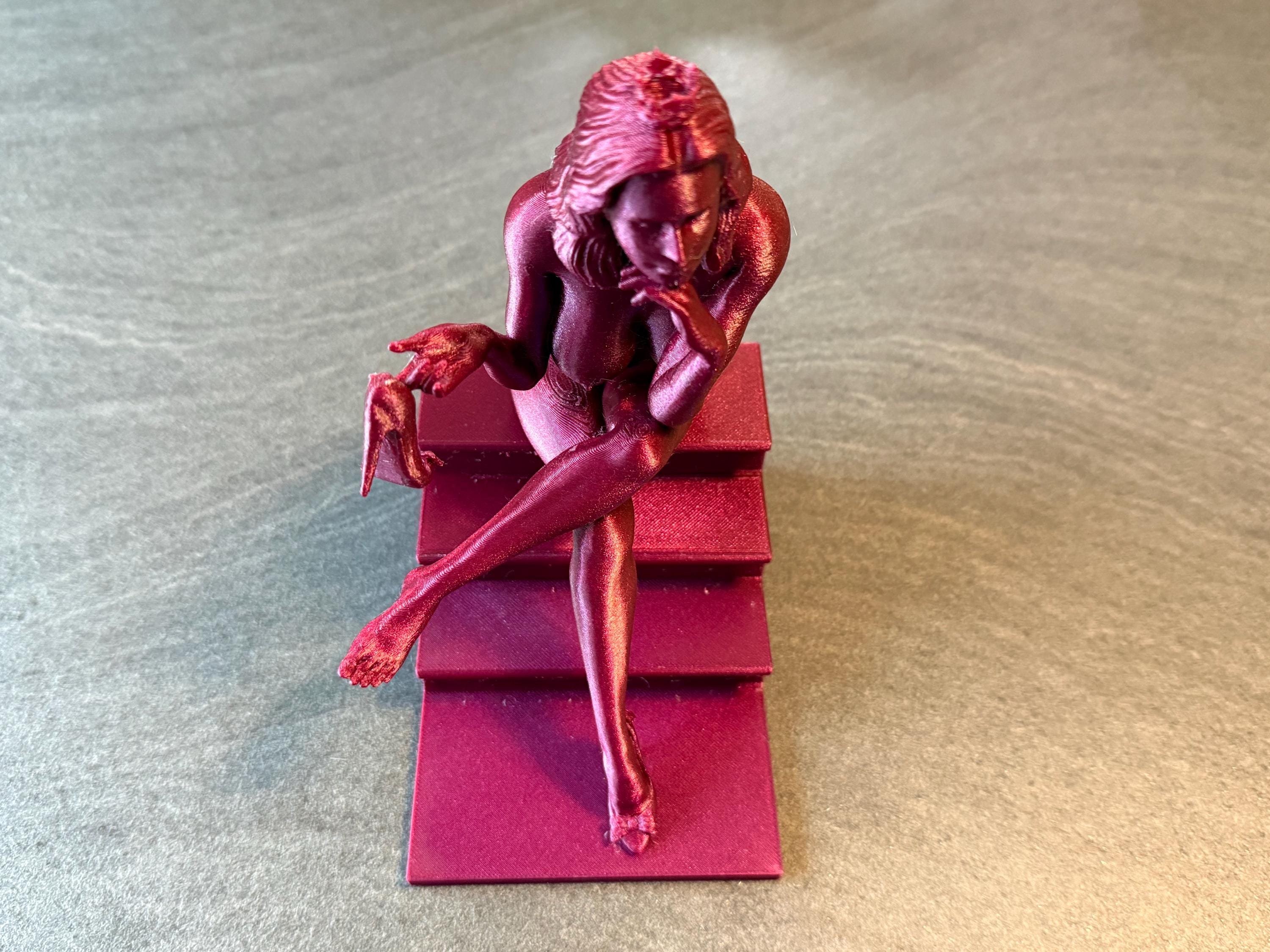 Modern Woman on Steps Sculpture | 3D Printed Art Decor | Discreet Packaging