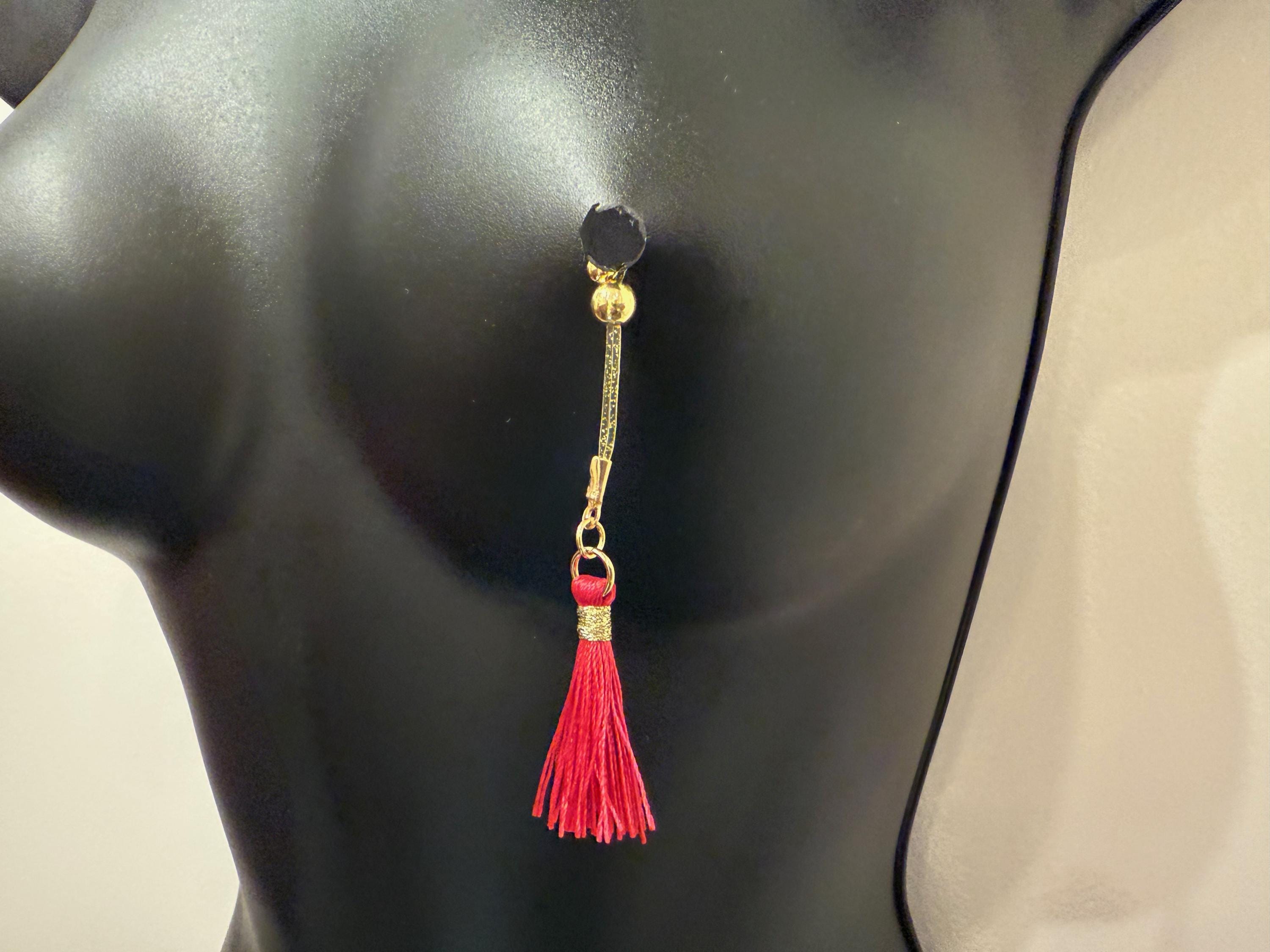 Dangling Nipple Tassels | 18K Gold Plated Body Jewelry | Discreet Packaging