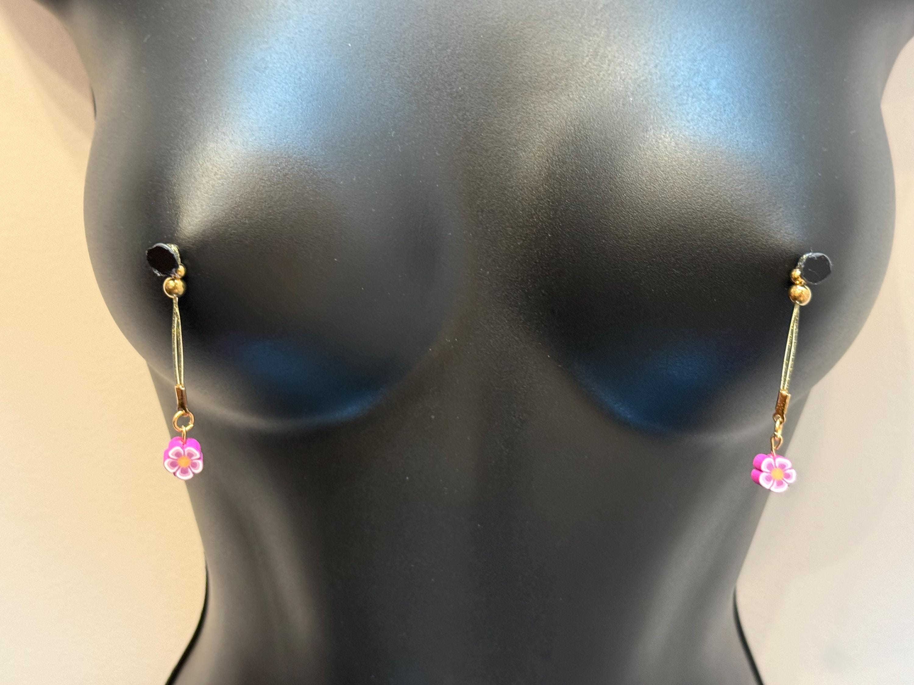 Flower Nipple Jewelry | 18K Gold Plated Nip Tips | Non-Pierced | Discreet Packaging