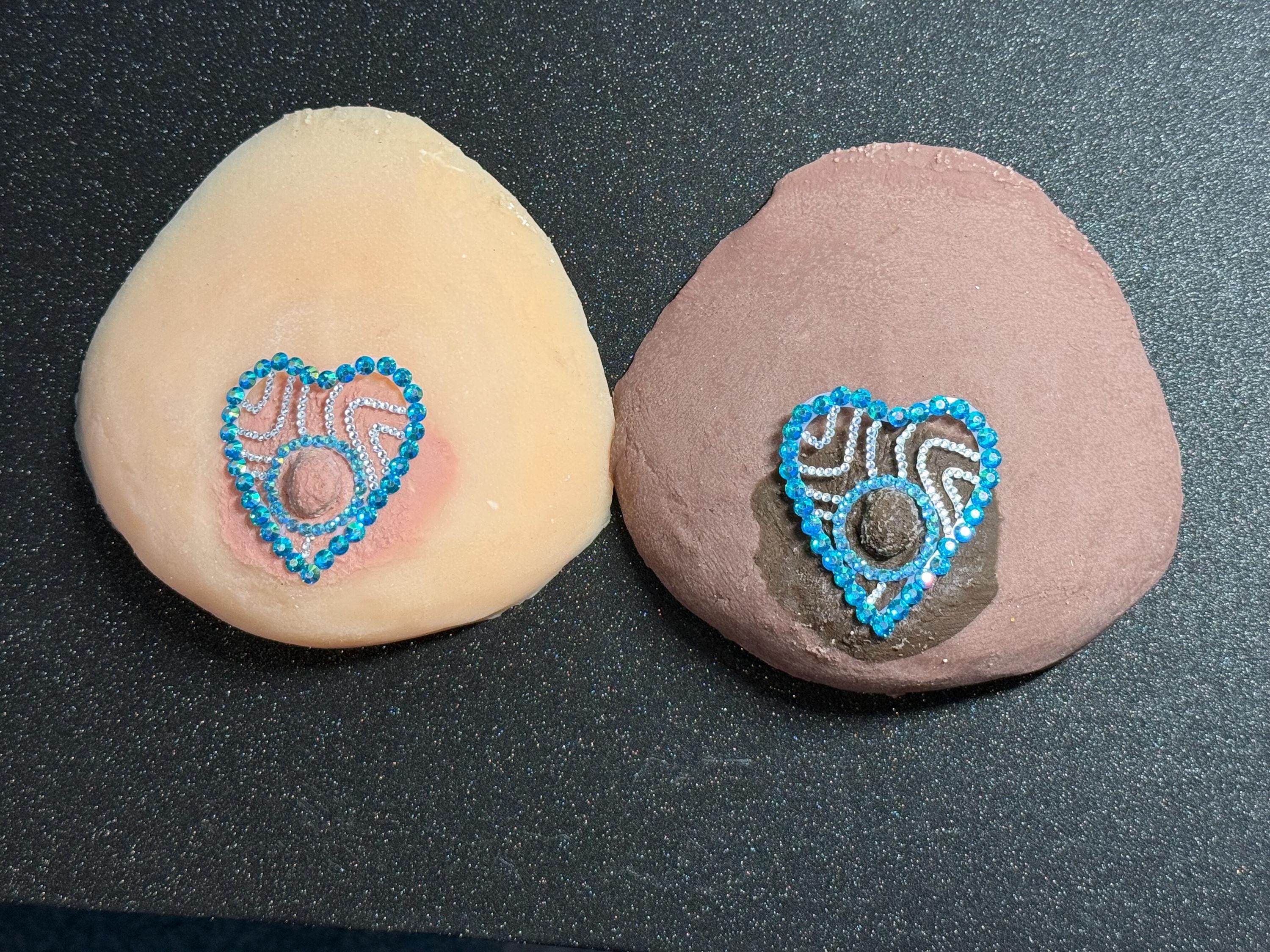 Rhinestone Heart Body Pasties | Rave Festival Body Jewelry | Discreet Packaging