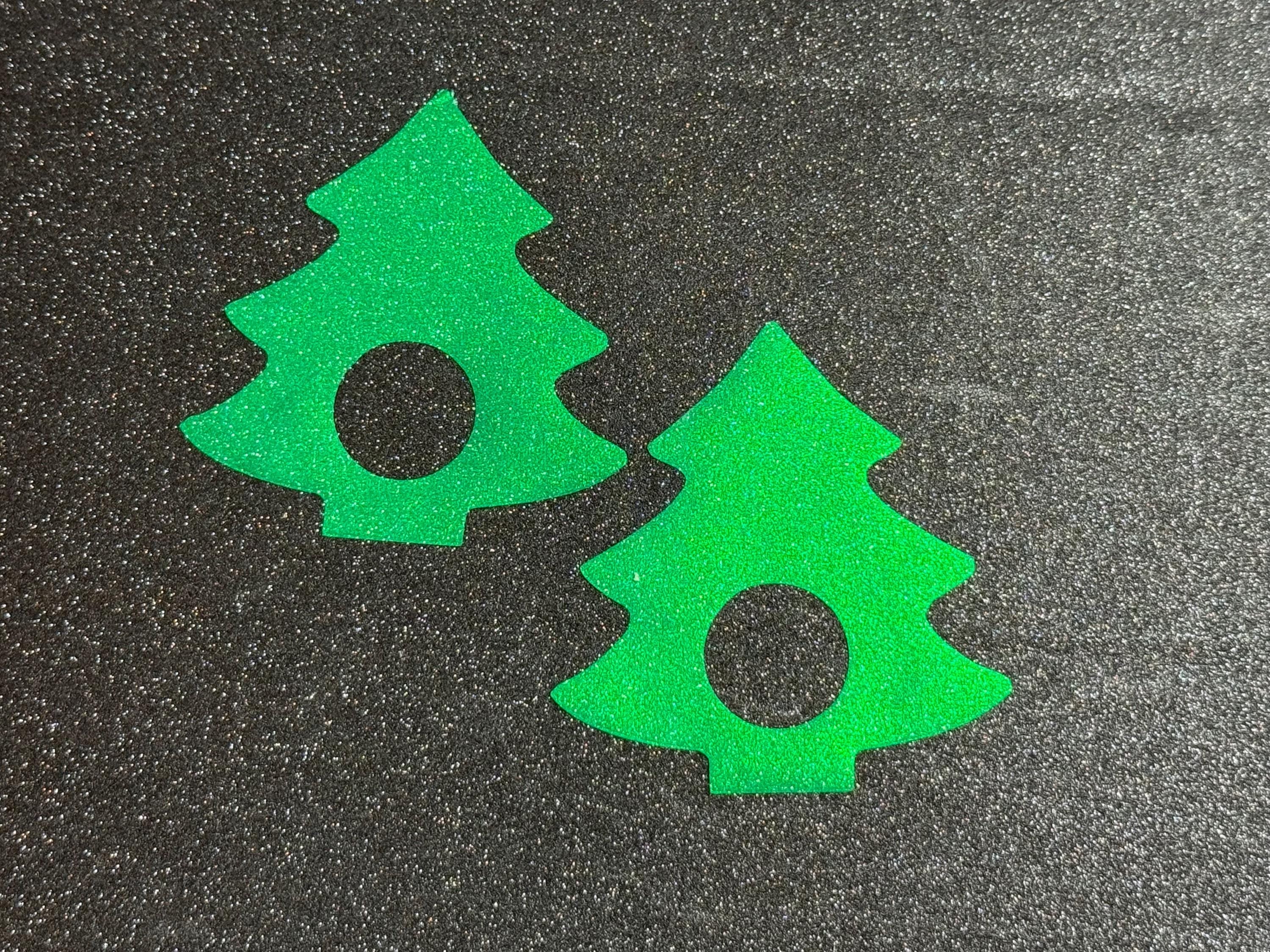 Christmas Tree Pasties | Holiday Nipple Covers | Glitter or Plain Green Festive Accessory | Discreet Packaging
