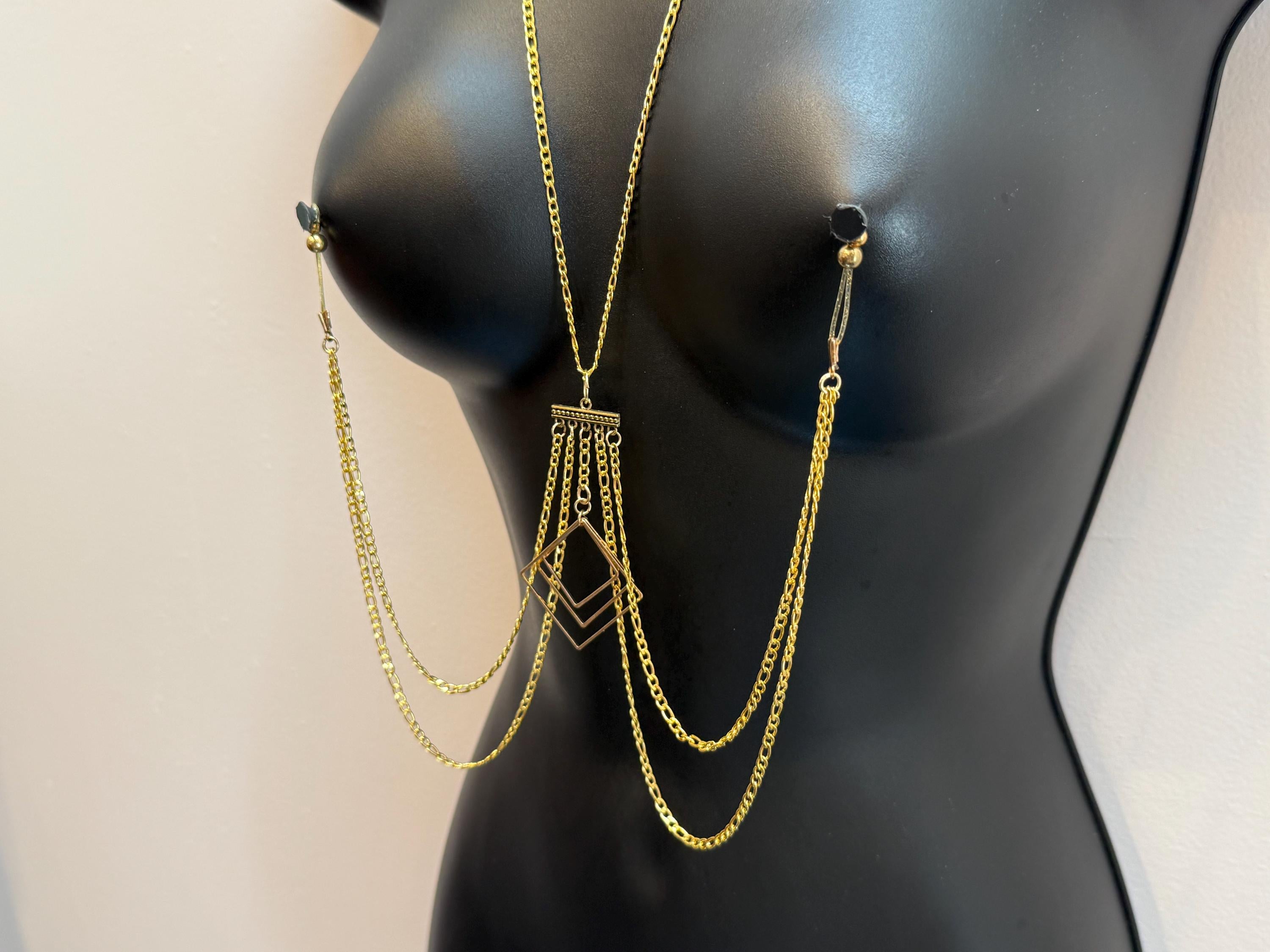 18K Gold Plated Nipple Jewelry | Adjustable Chain | Discreet Packaging