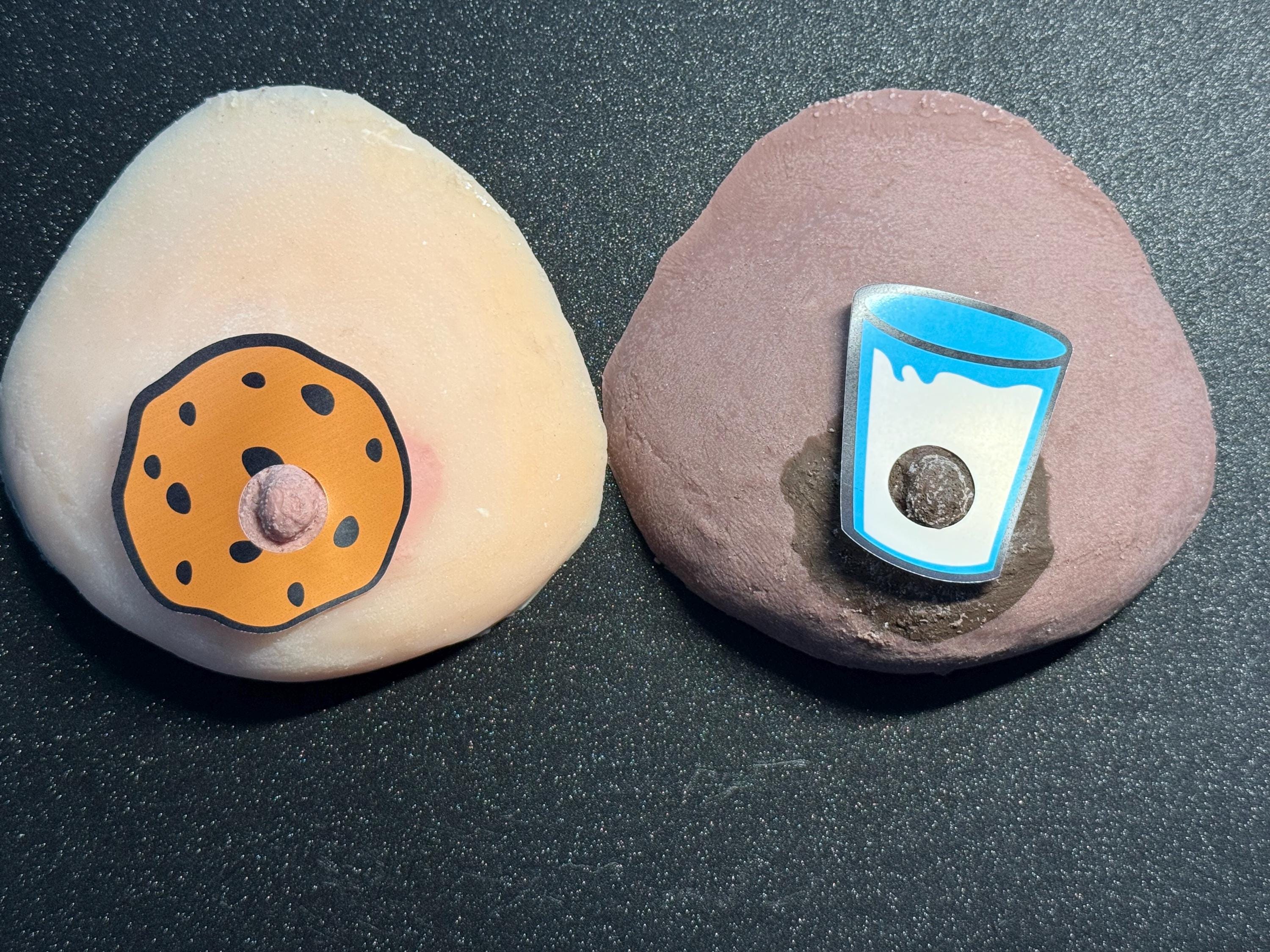 Cookies & Milk Nipple Stickers | Funny Food Pasties | Playful Pair for Festivals or Gifts | Discreet Packaging