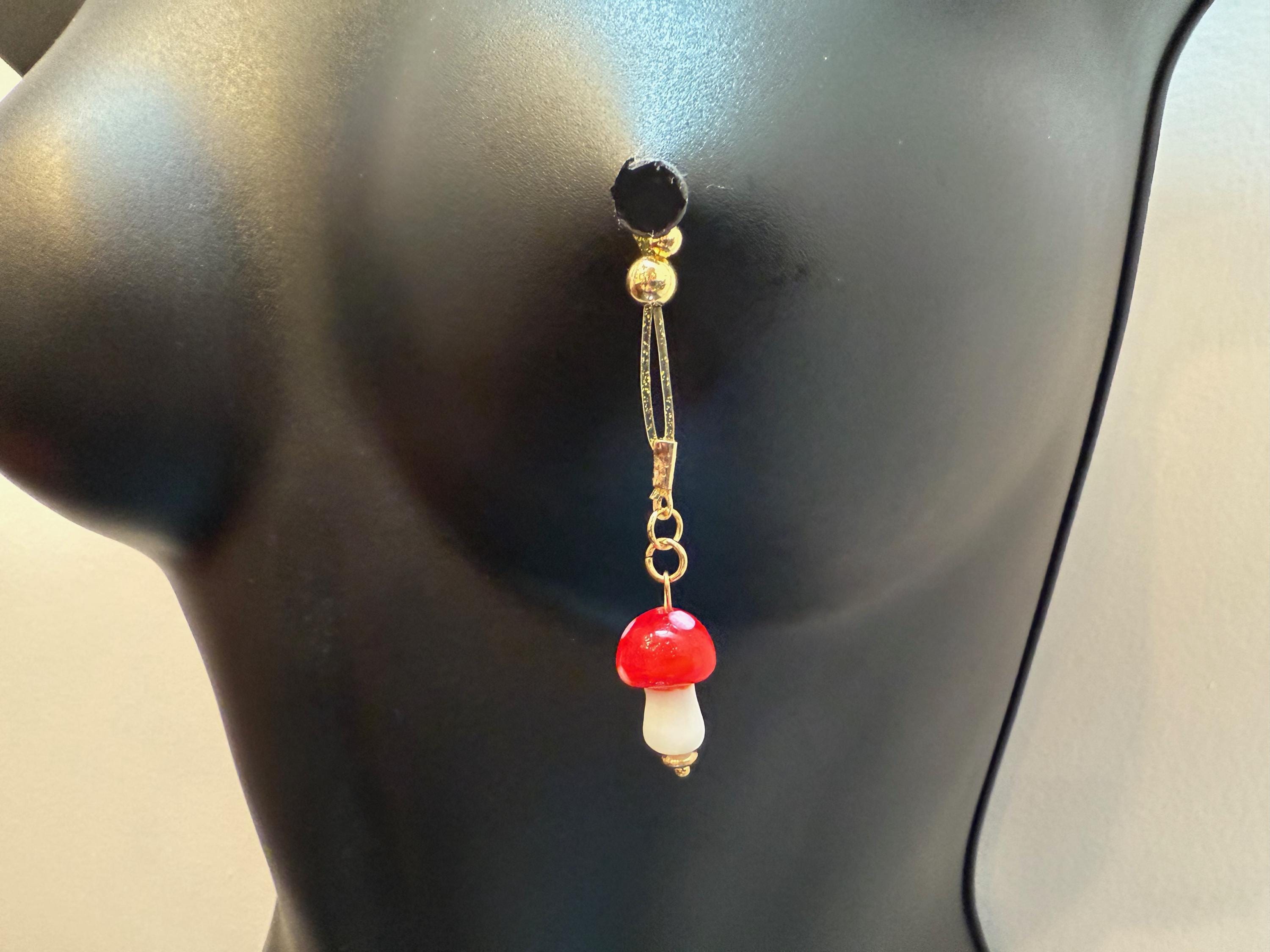 Gold Plated Mushroom Nipple Jewelry | Non-Piercing | Discreet Packaging