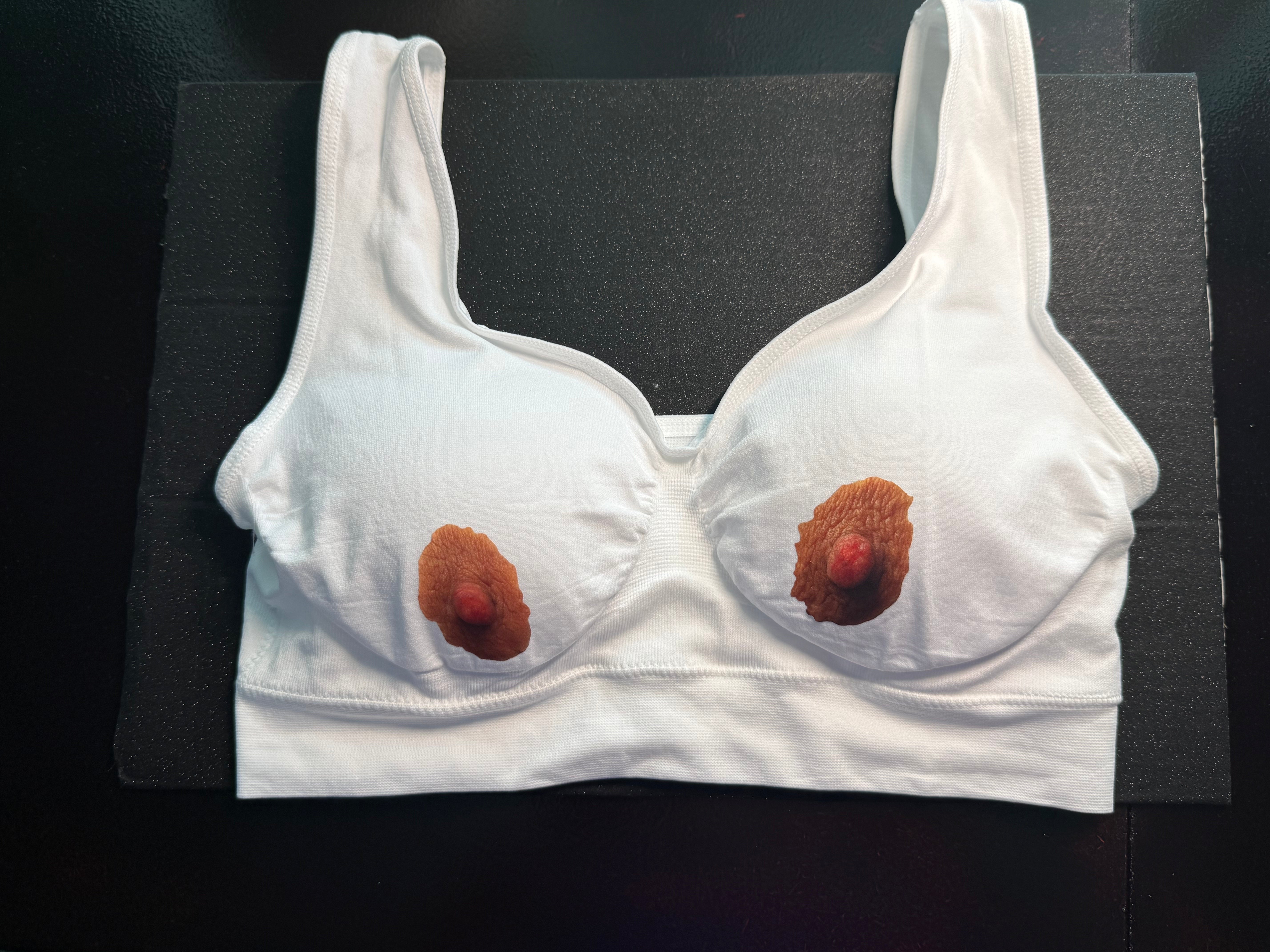 Printed Nipple Sports Bra | Novelty Festival Top & Conversation Starter | Discreet Packaging