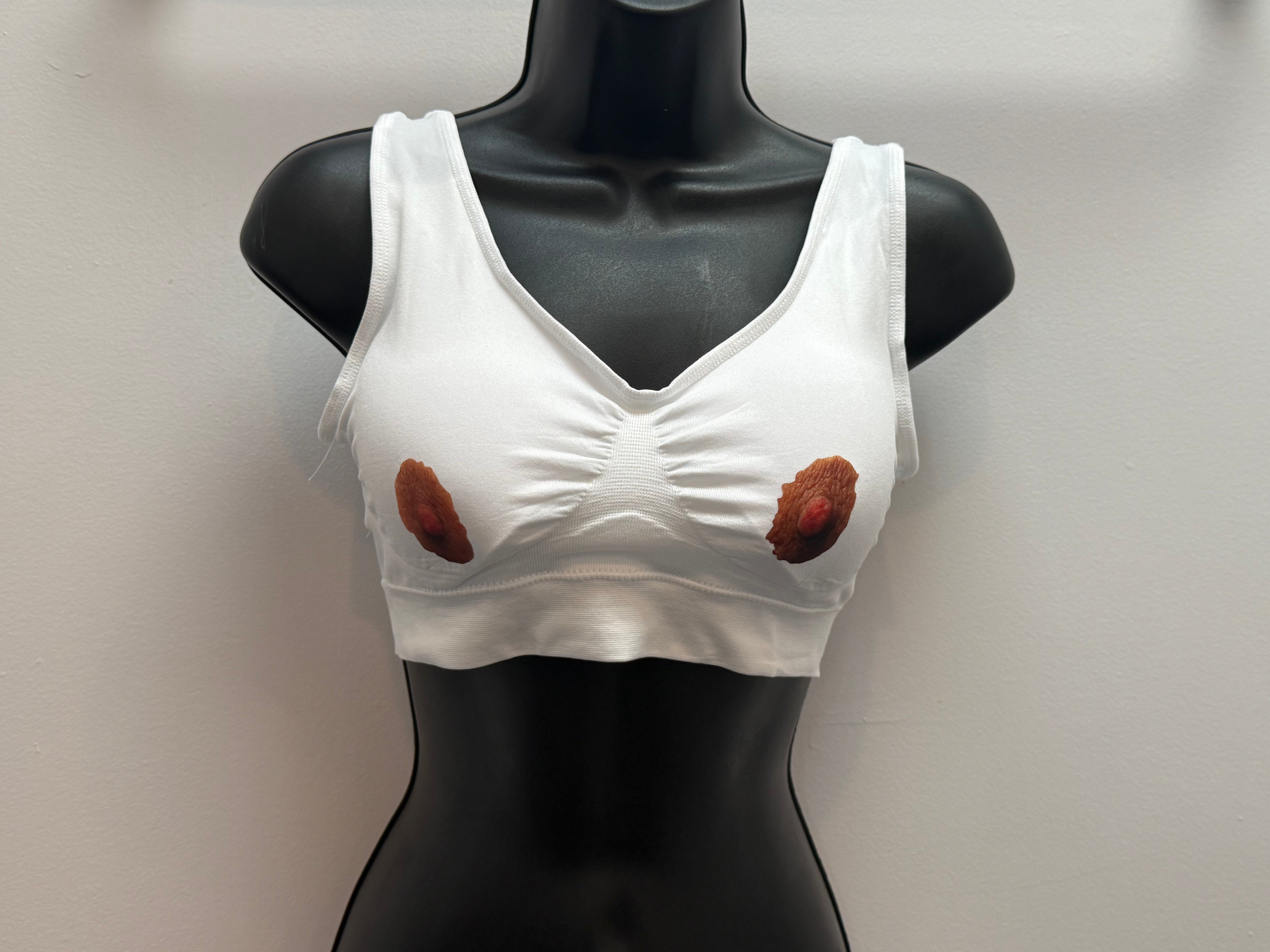 Printed Nipple Sports Bra | Novelty Festival Top & Conversation Starter | Discreet Packaging