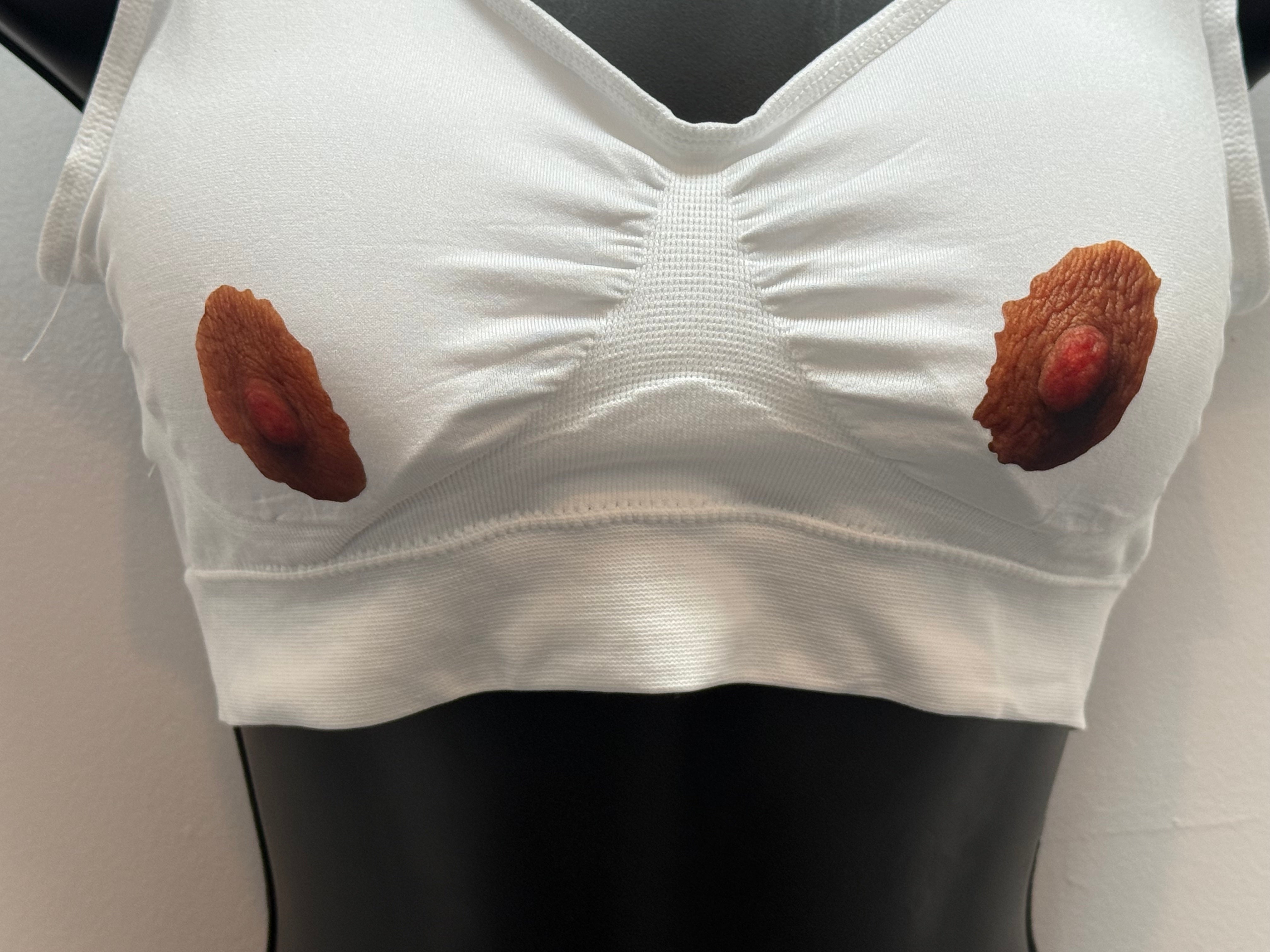 Printed Nipple Sports Bra | Novelty Festival Top & Conversation Starter | Discreet Packaging