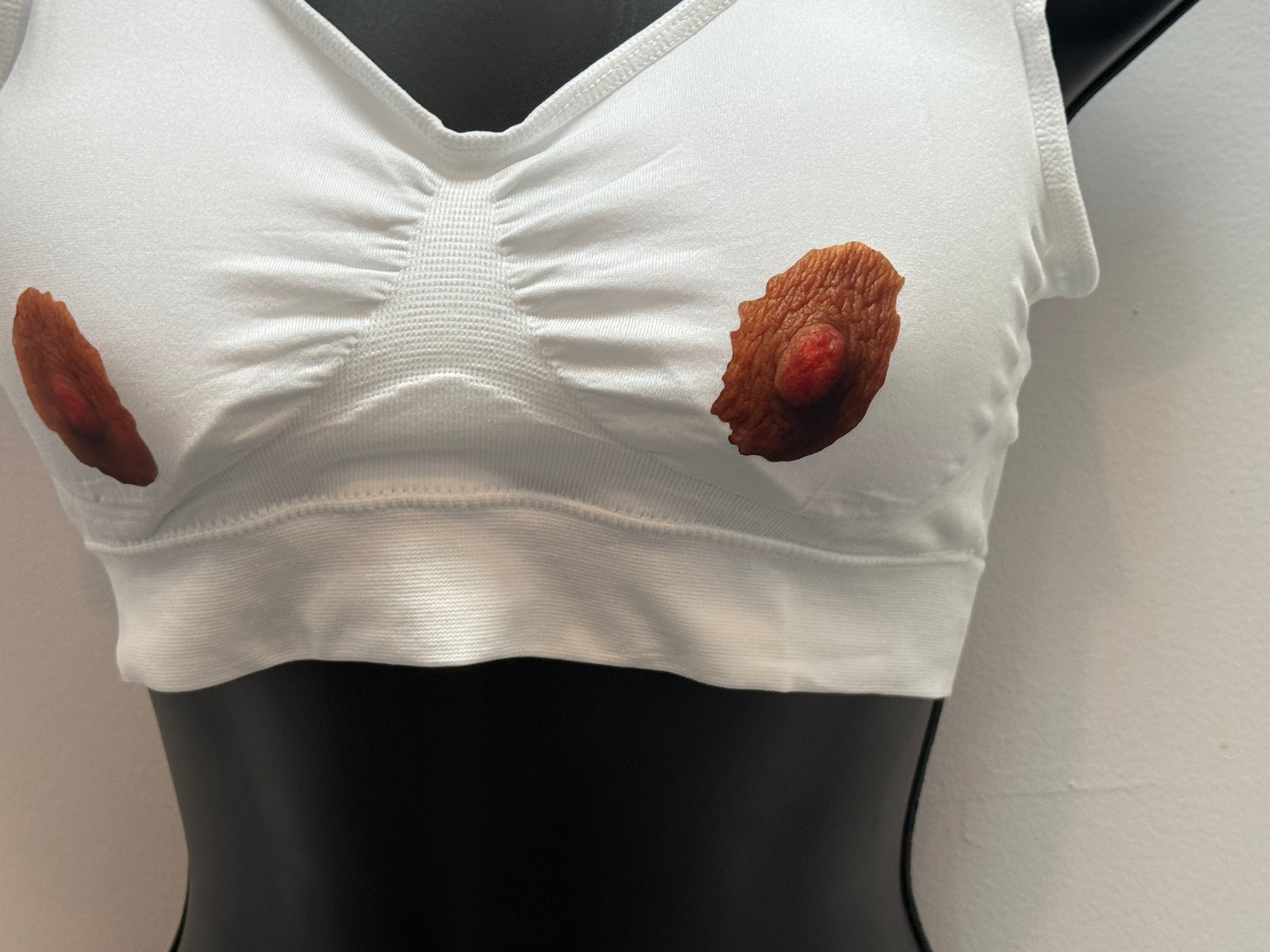 Printed Nipple Sports Bra | Novelty Festival Top & Conversation Starter | Discreet Packaging