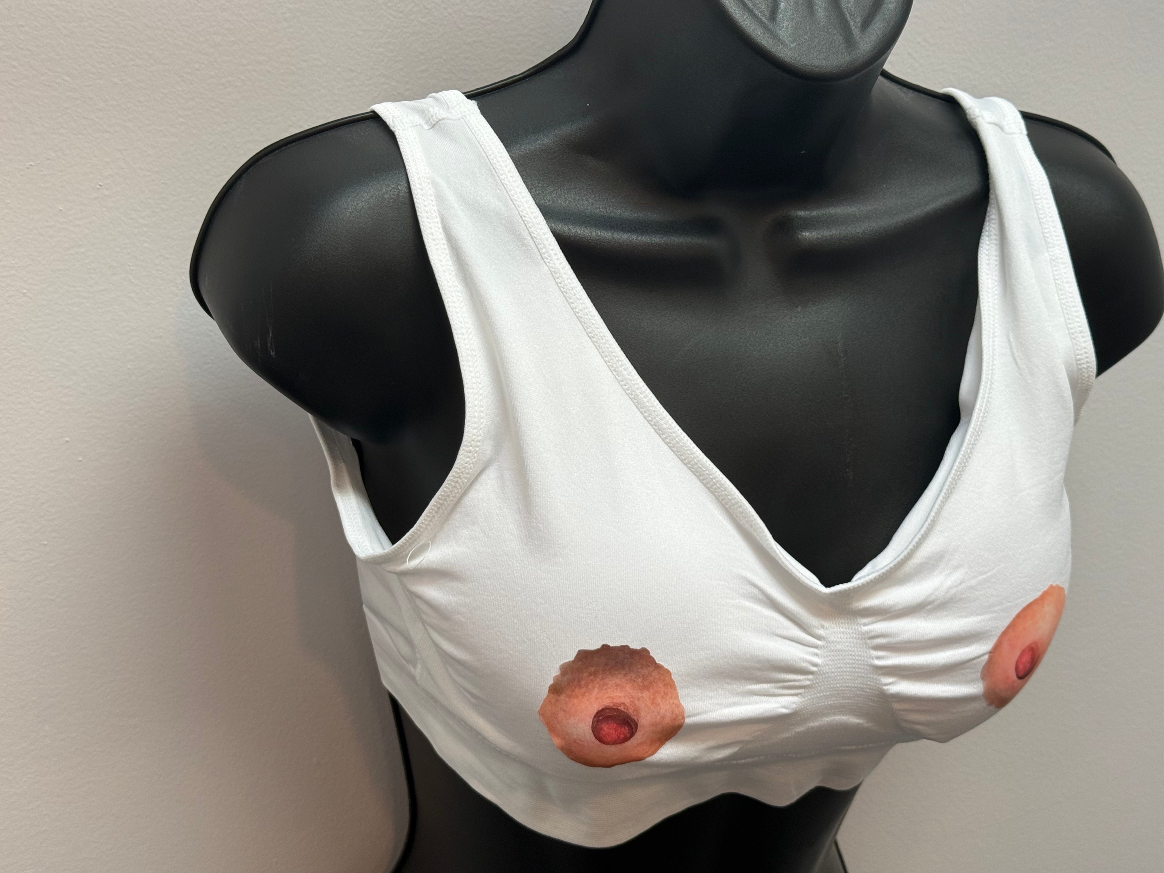 Printed Nipple Sports Bra | Novelty Festival Top & Conversation Starter | Discreet Packaging