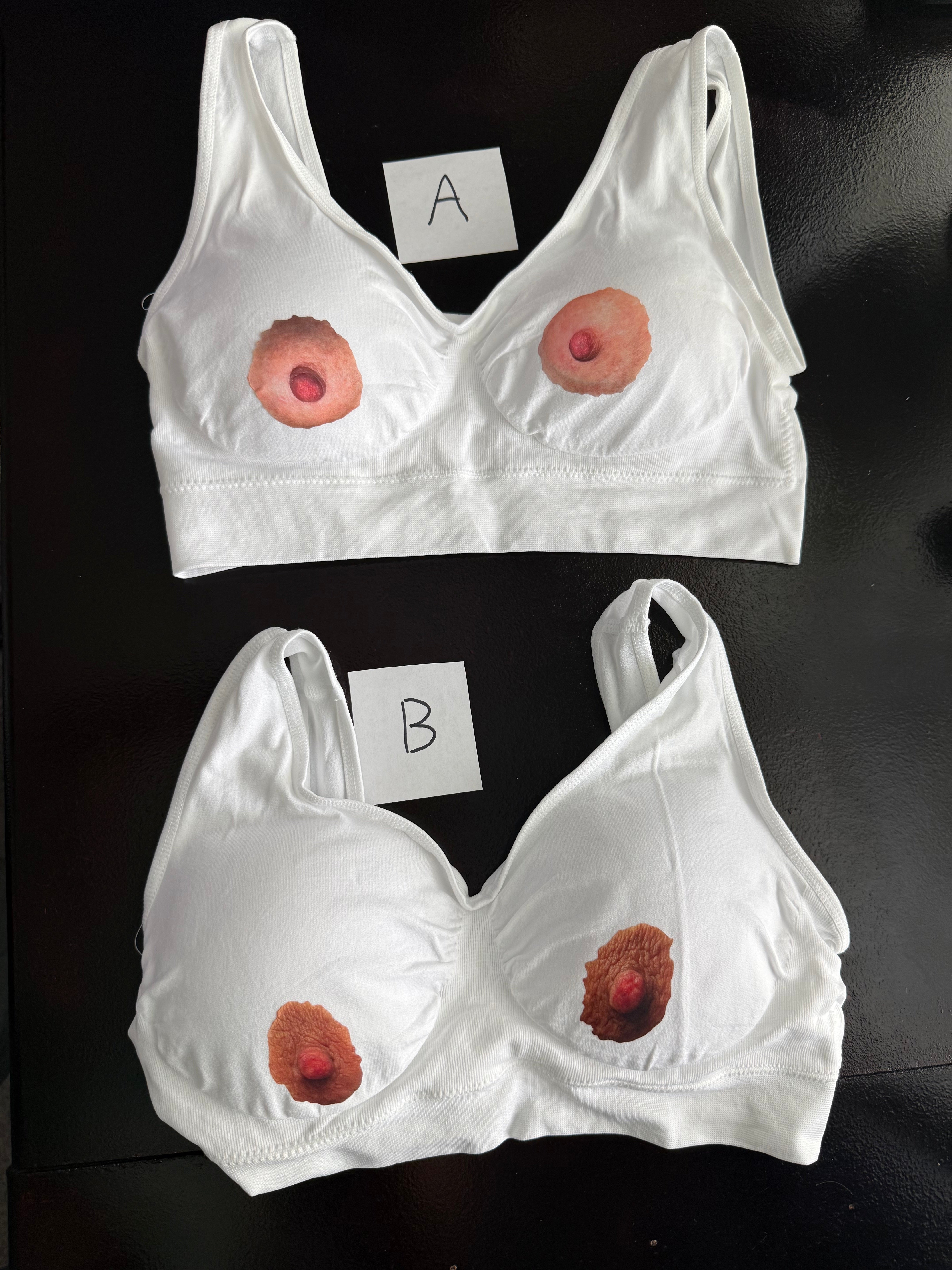 Printed Nipple Sports Bra | Novelty Festival Top & Conversation Starter | Discreet Packaging