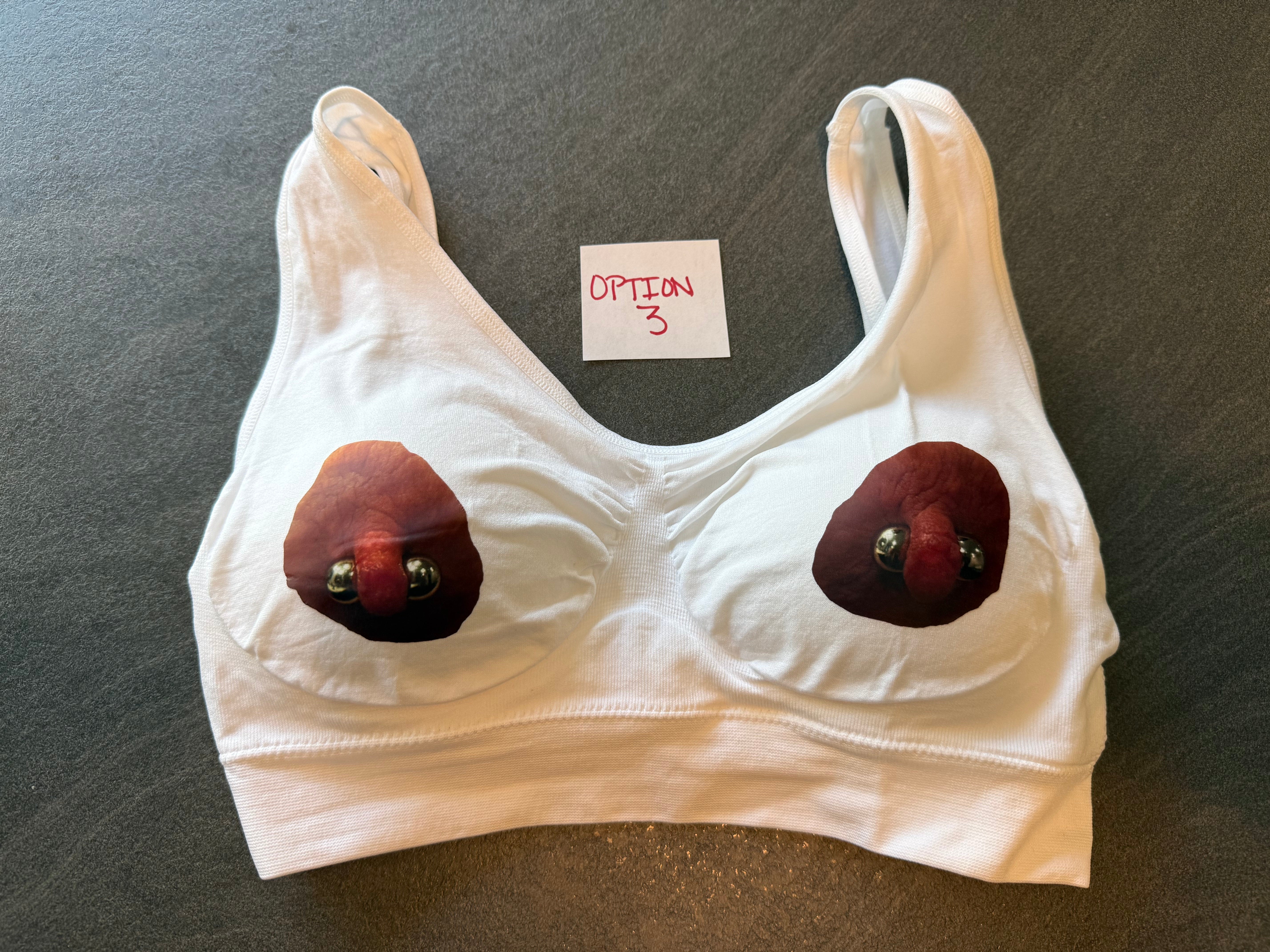 Printed Nipple Sports Bra | Novelty Festival Top & Conversation Starter | Discreet Packaging