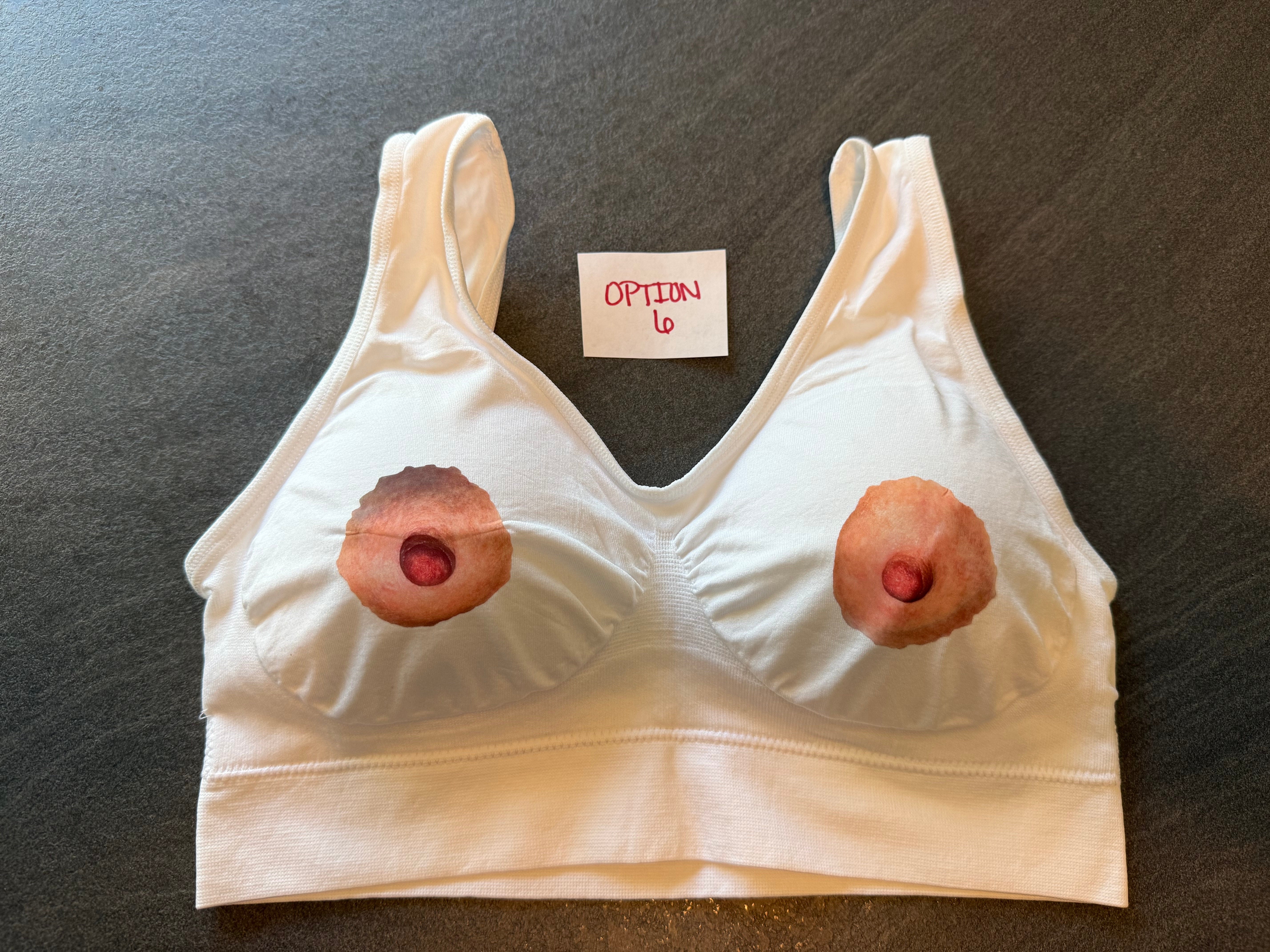 Printed Nipple Sports Bra | Novelty Festival Top & Conversation Starter | Discreet Packaging