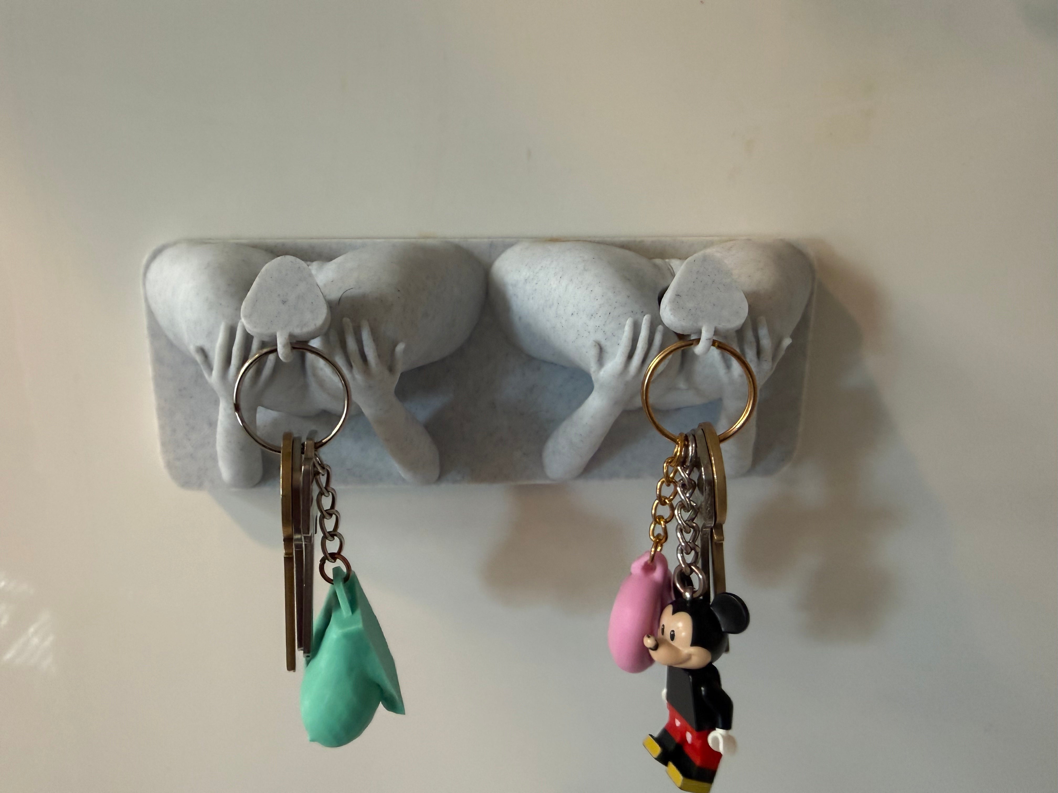 Cheeky Wall Key Holder & Bath Sponge Rack | 3D Printed Bathroom Humor Decor | Bold Adult Home Accent | Discreet Packaging