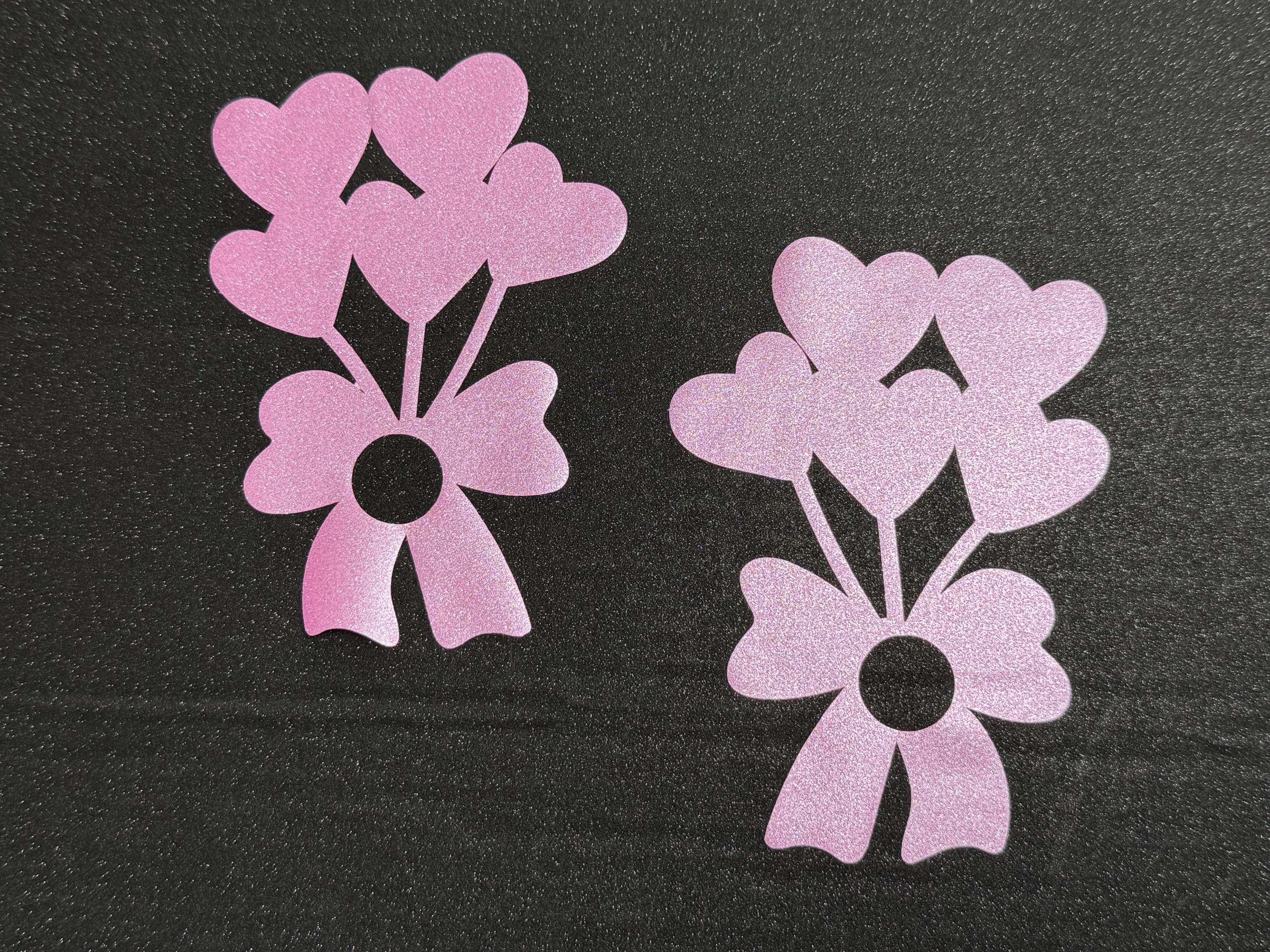 Heart Bouquet Vinyl Nipple Stickers | Glitter Valentine Body Art with Bow | Discreet Packaging
