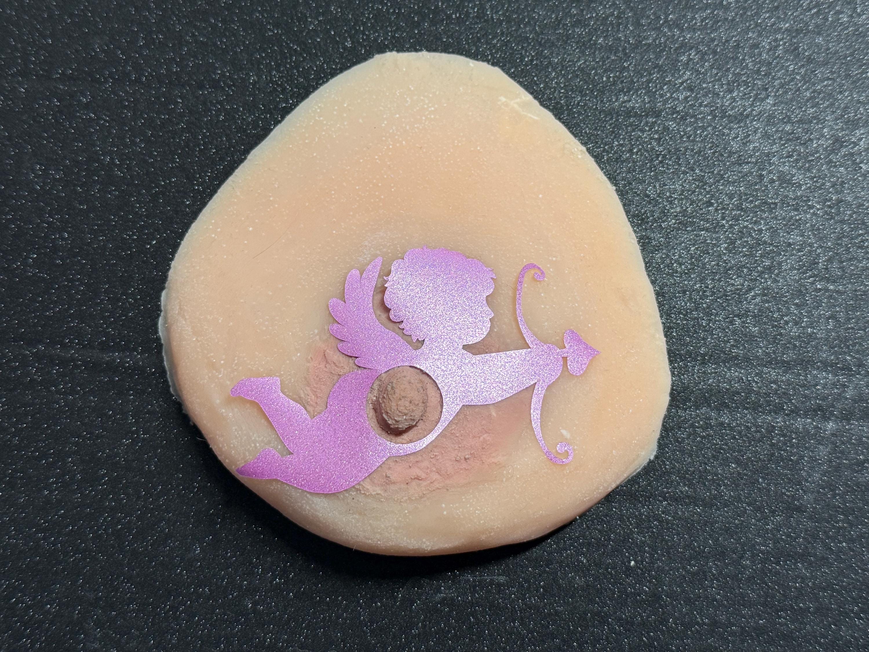 Cupid Vinyl Nipple Stickers | Pink Glitter Body Art Decals | Valentine Accessories | Discreet Packaging