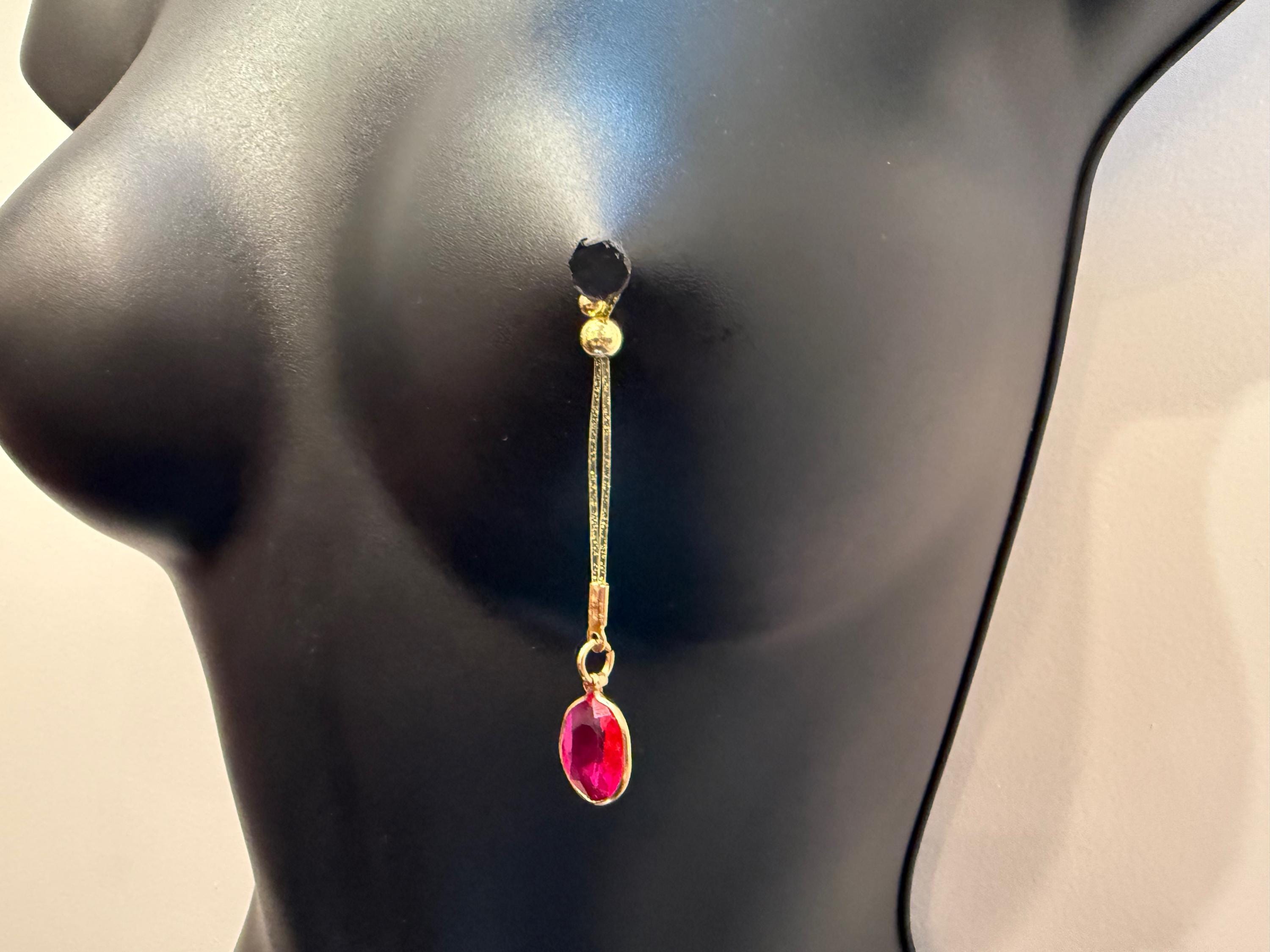18K Gold Plated Dangling Nip Tips | Gem Body Jewelry | Discreet Packaging