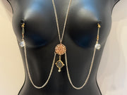 Rose Gold Nipple Jewelry | Filigree Body Chain with Clear Balls | Discreet Packaging