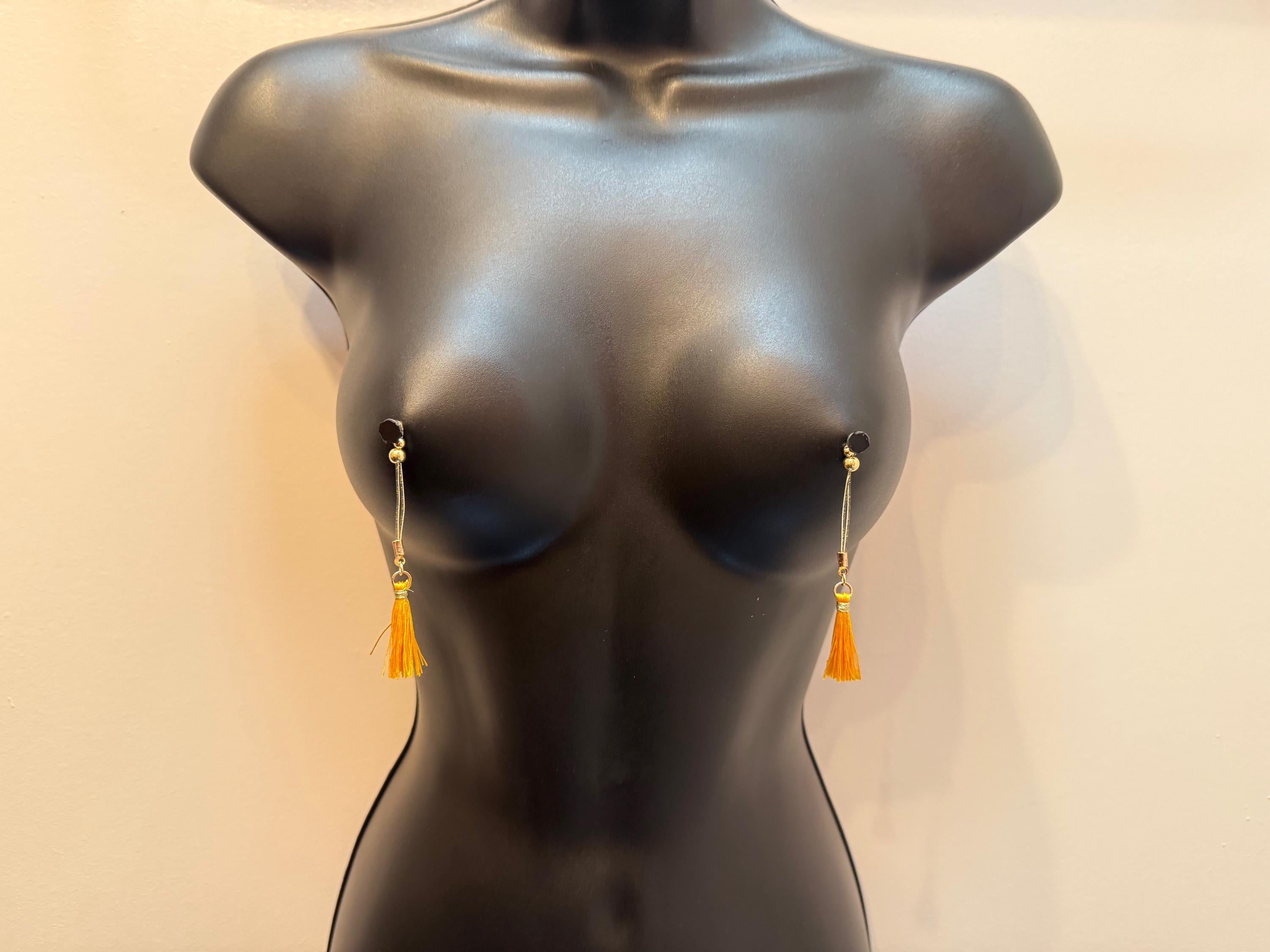 Dangling Nipple Tassels | 18K Gold Plated Body Jewelry | Discreet Packaging
