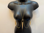 Gold Tassel Body Chain Necklace | 18K Gold Plated Nipple Jewelry | Discreet Packaging