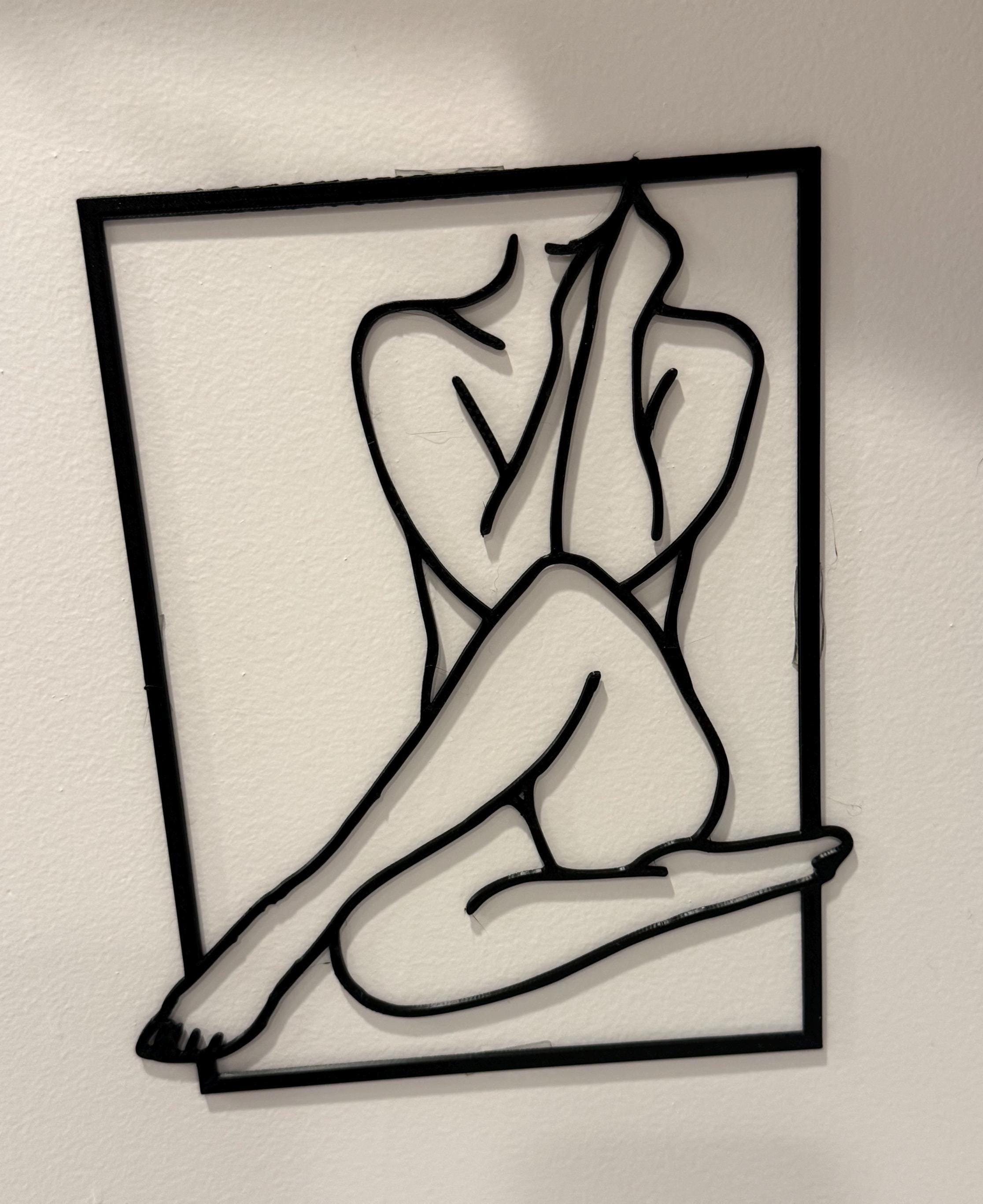 Minimalist Line Art Sculpture | 3D Printed Figure Wall Décor | Discreet Packaging