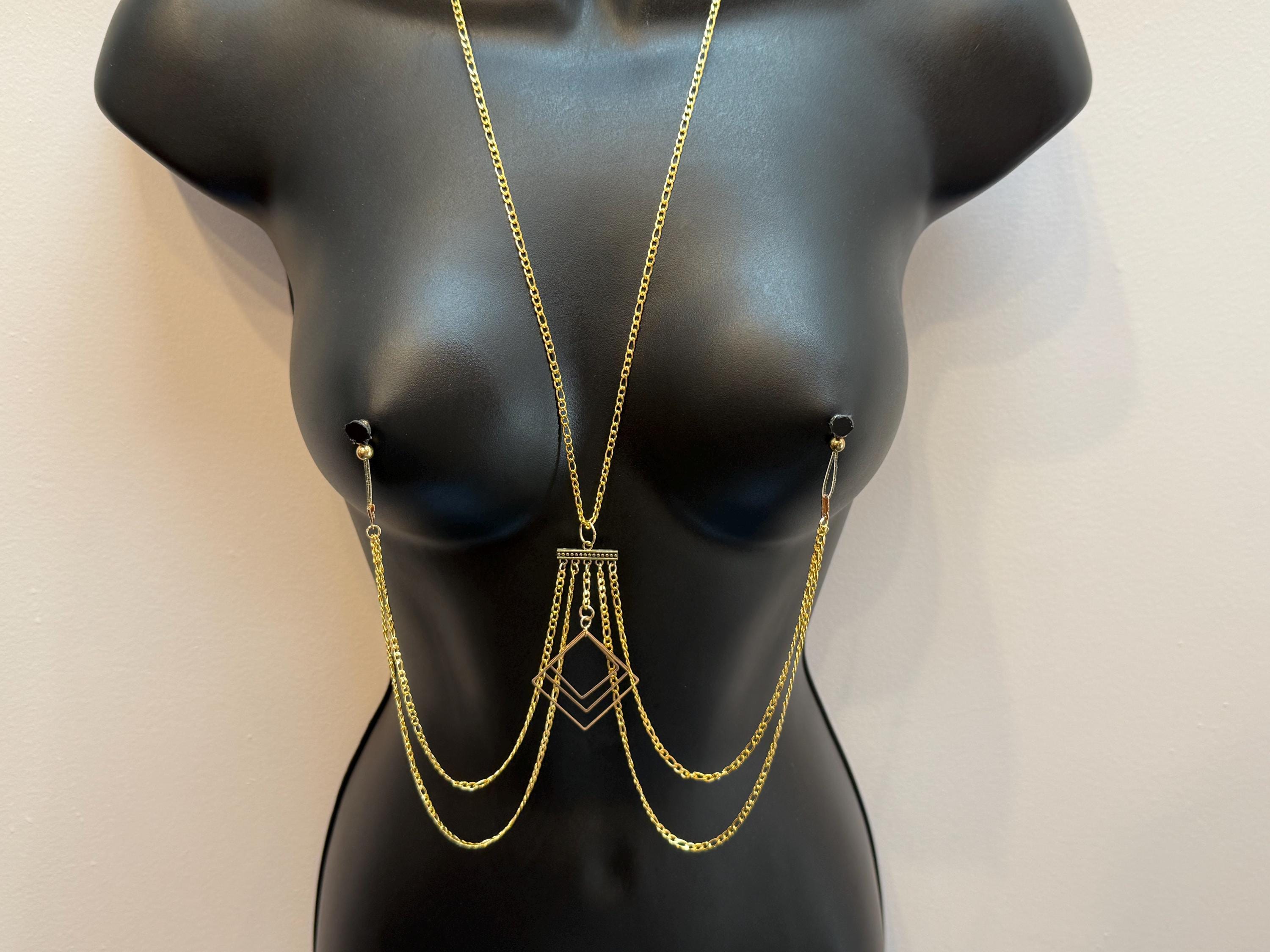 18K Gold Plated Nipple Jewelry | Adjustable Chain | Discreet Packaging