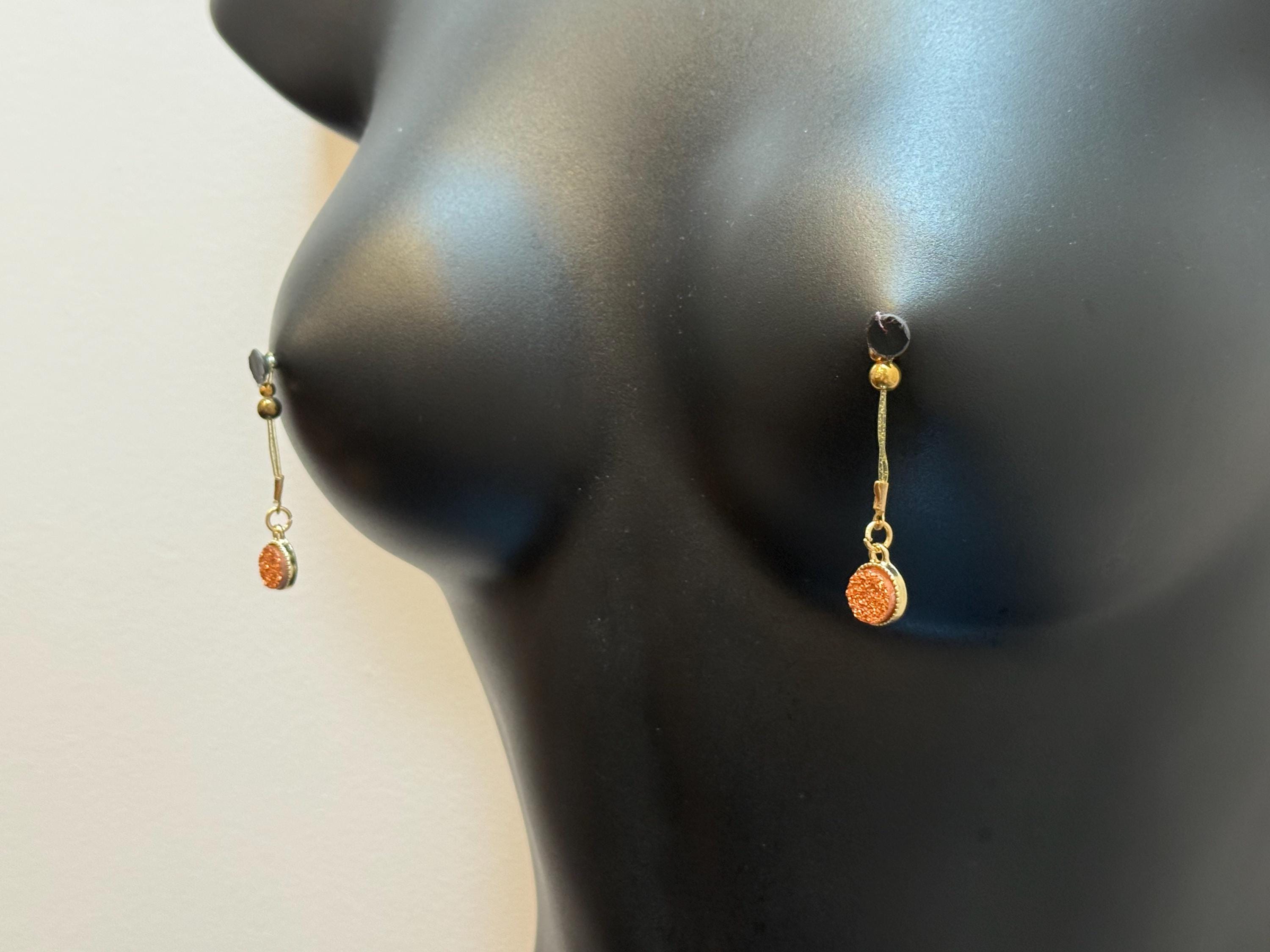 18K Gold Plated Nipple Jewelry | Vintage Circle Charms | Non-Pierced | Discreet Packaging