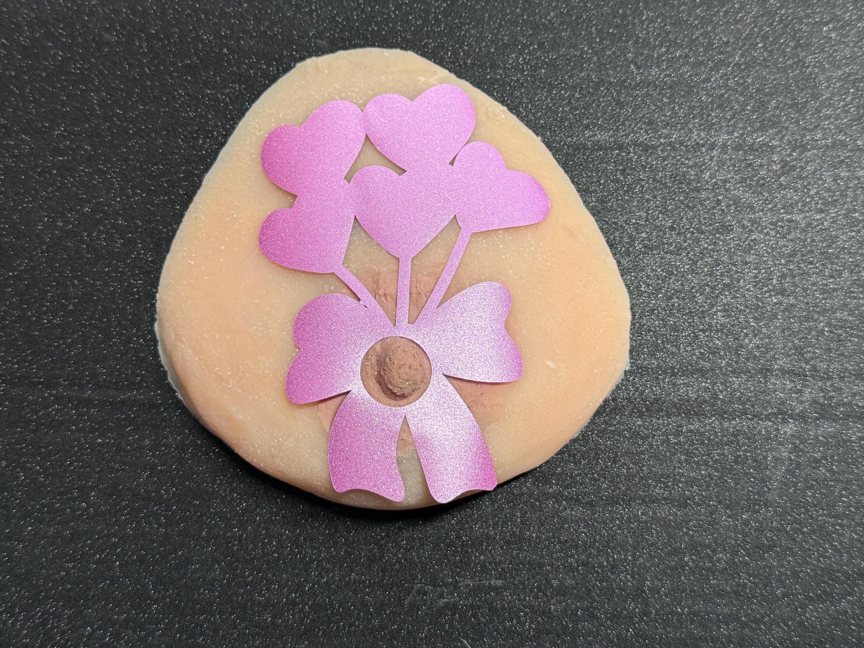 Heart Bouquet Vinyl Nipple Stickers | Glitter Valentine Body Art with Bow | Discreet Packaging