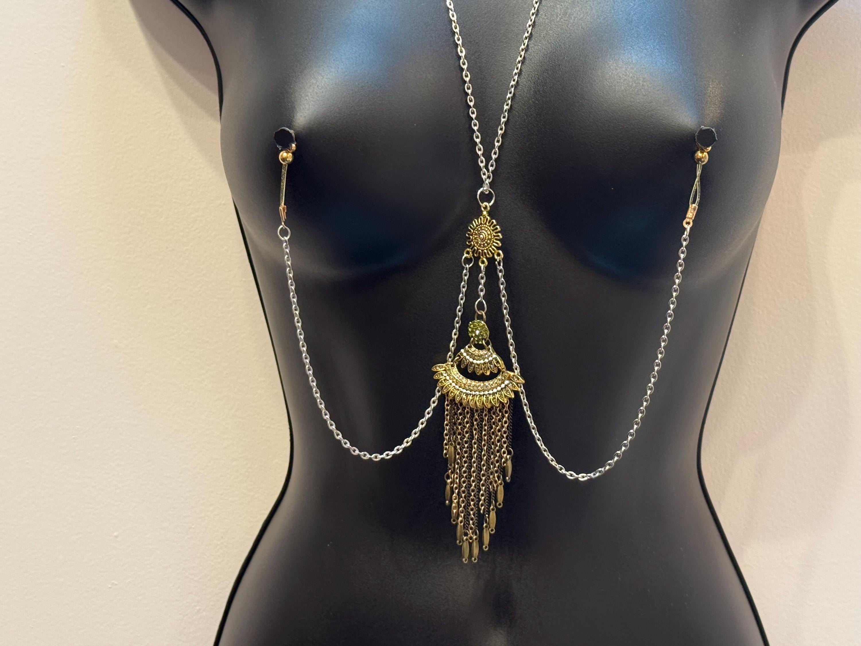 18K Gold Plated Nipple Chain | Vintage Inspired Body Jewelry | Discreet Packaging