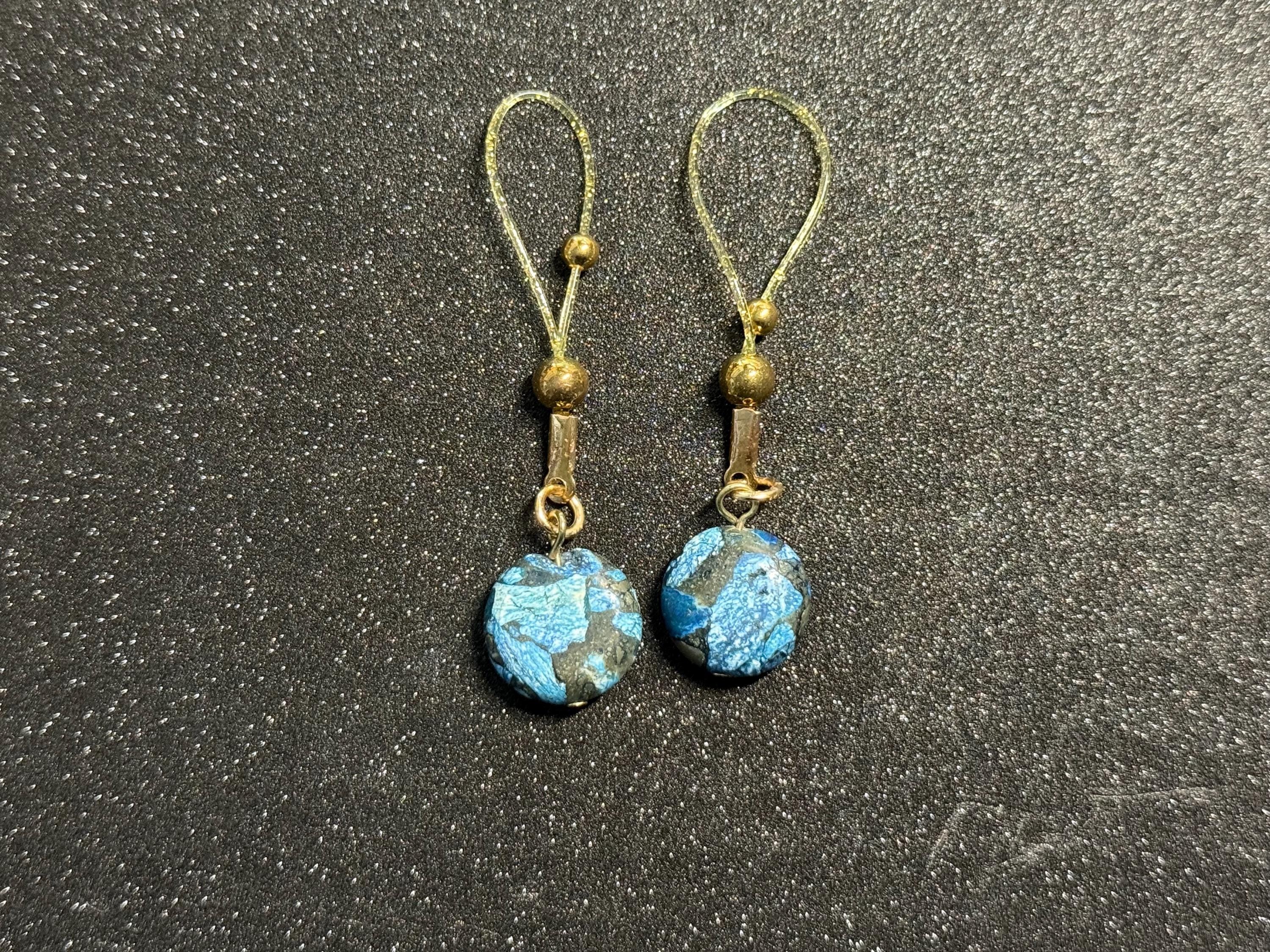 Ocean Blue Nipple Jewelry | Speckled Stone | 18K Gold Plated | Non-Pierced | Discreet Packaging