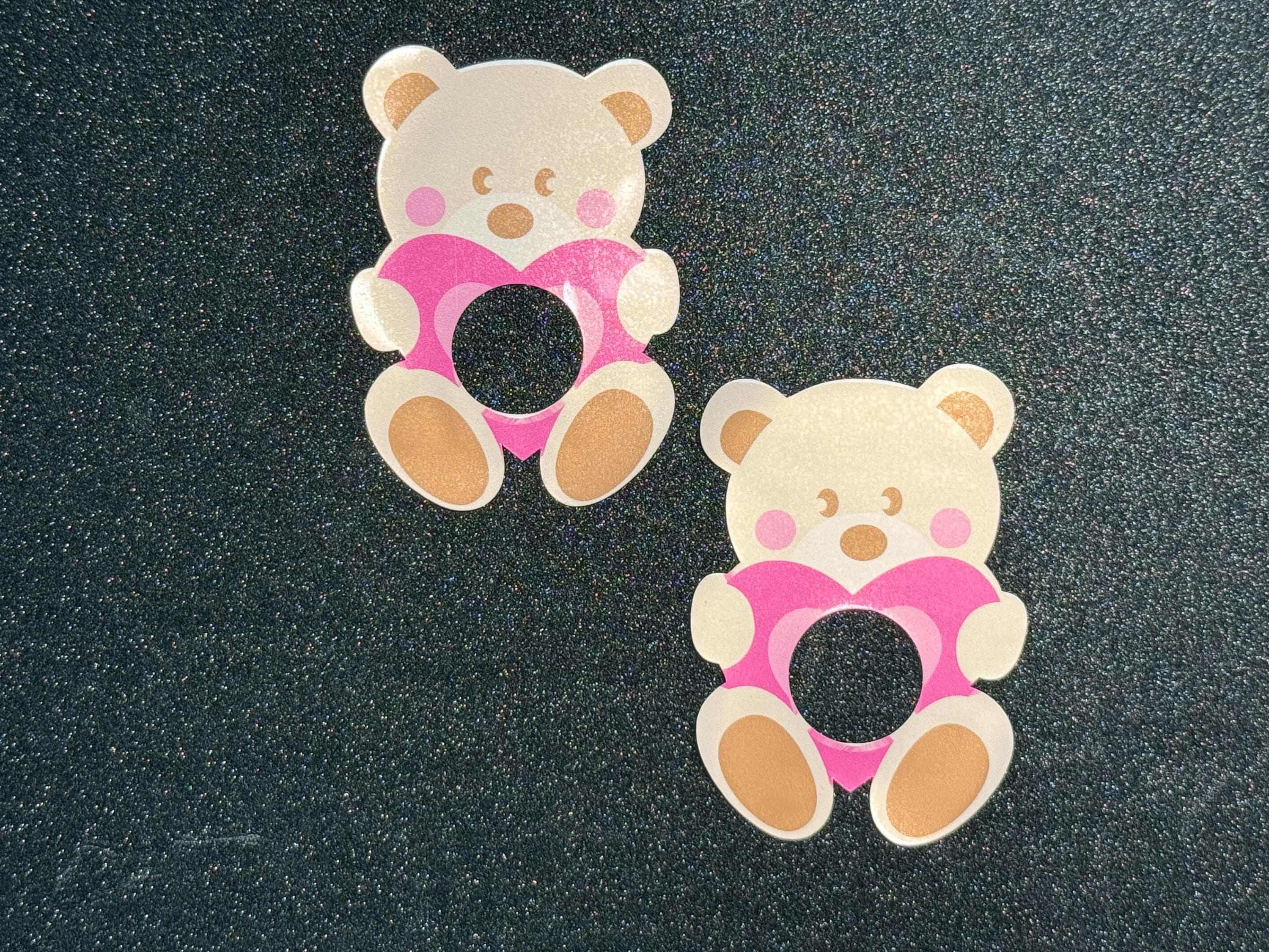 Teddy Bear Heart Pasties | Playful Medical Grade Adhesive Nipple Covers | Discreet Packaging