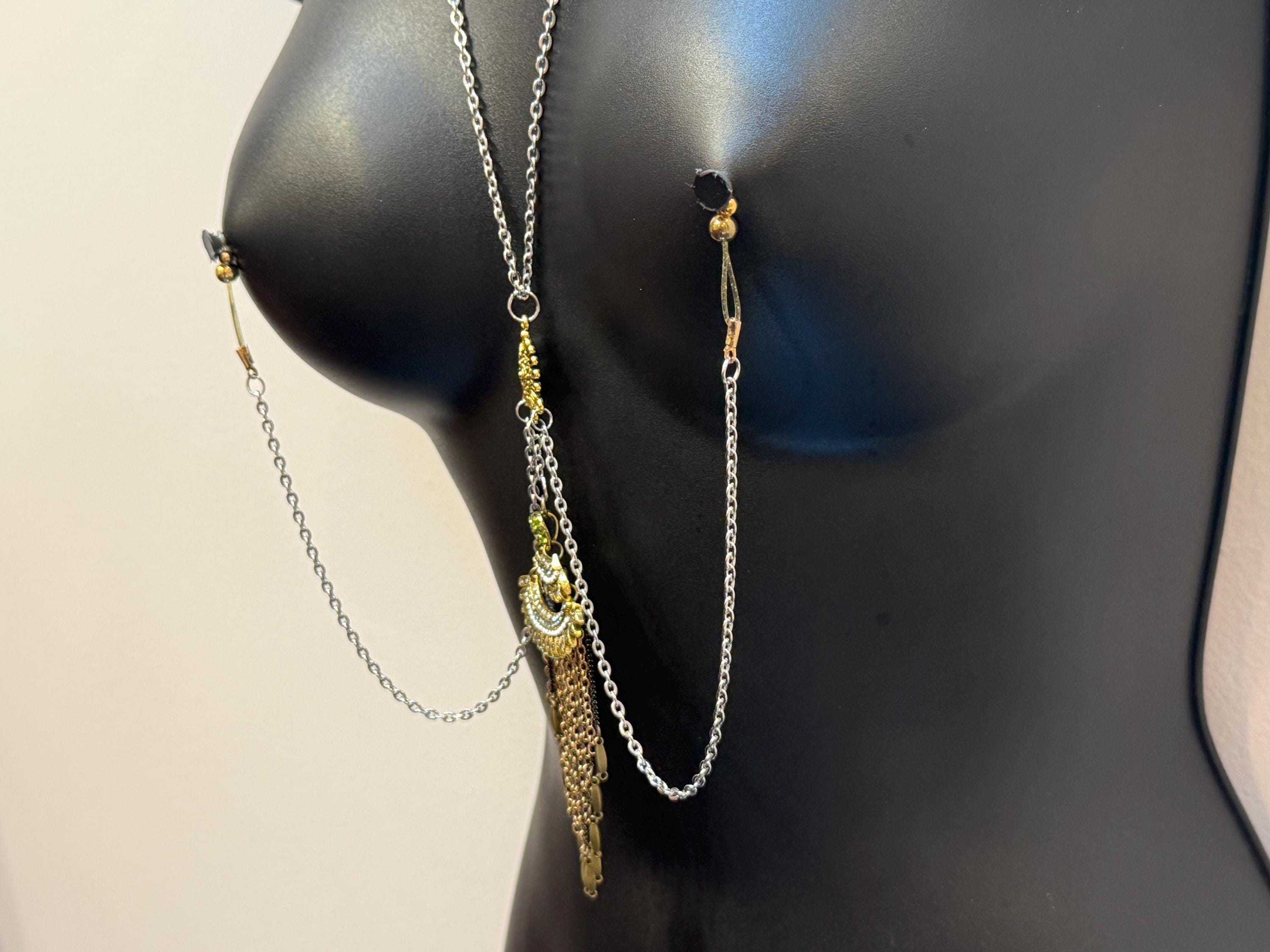 18K Gold Plated Nipple Chain | Vintage Inspired Body Jewelry | Discreet Packaging
