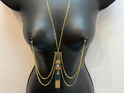 18K Gold Plated Body Chain Necklace with Gemstones | Discreet Packaging