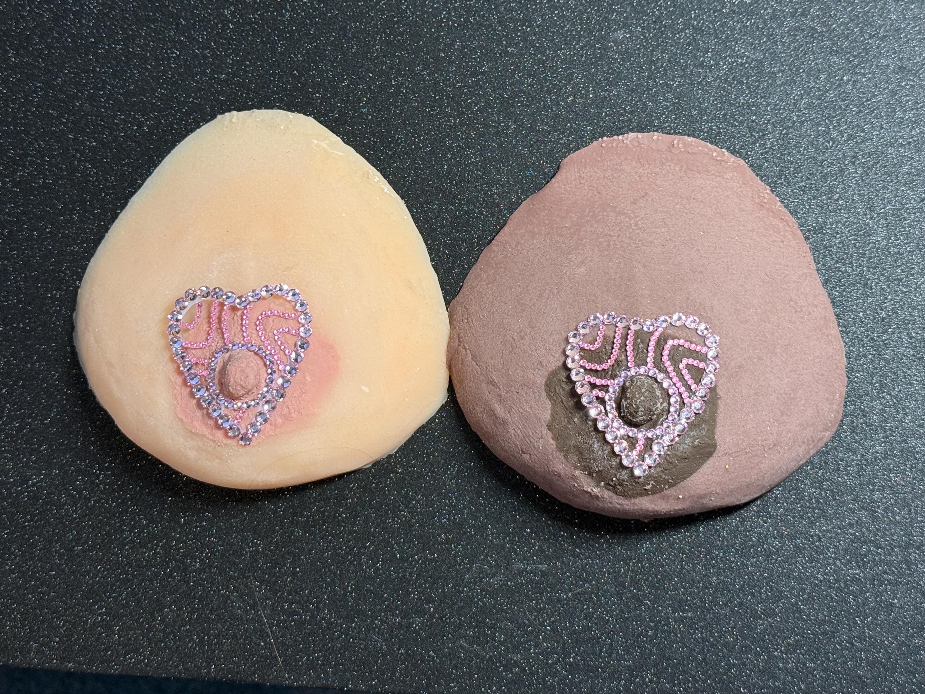 Rhinestone Heart Body Pasties | Rave Festival Body Jewelry | Discreet Packaging